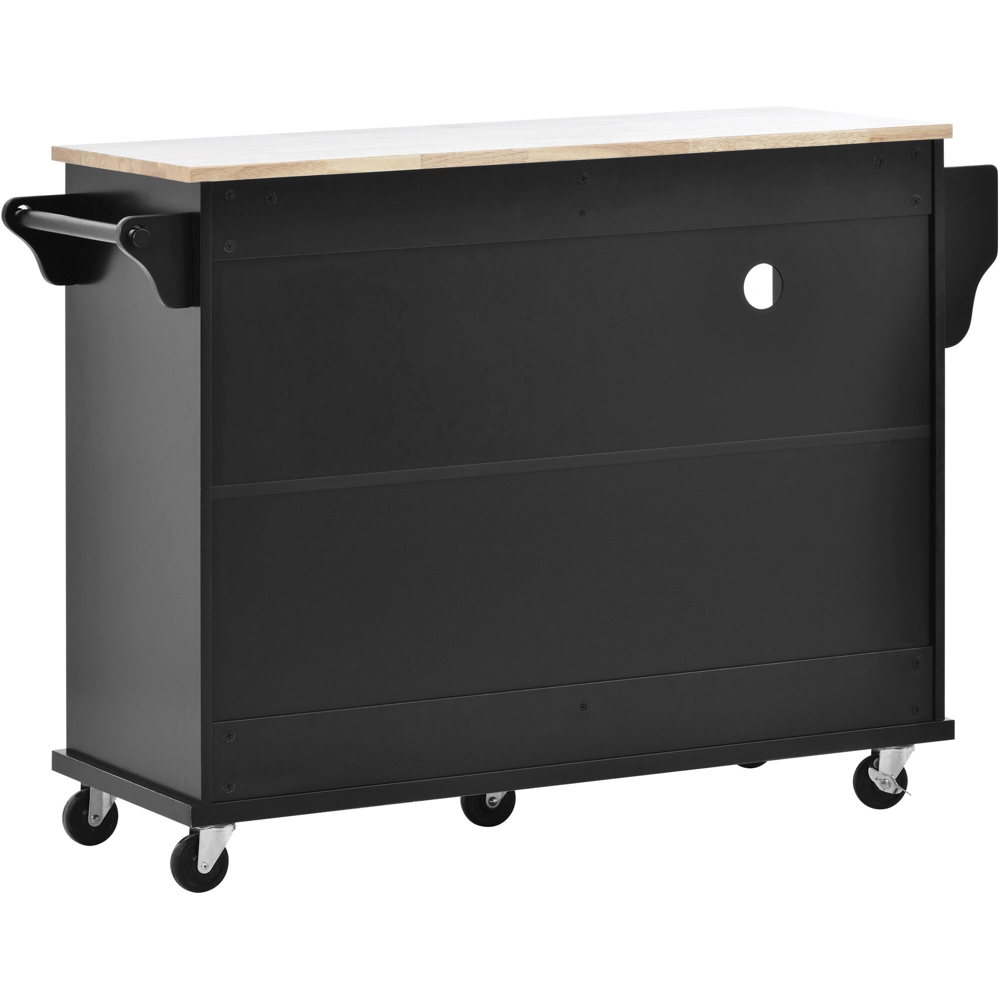CESICIA Black Wood Base with Wood Top Rolling Kitchen Island (18.1-in x 50.8-in x 36.2-in)