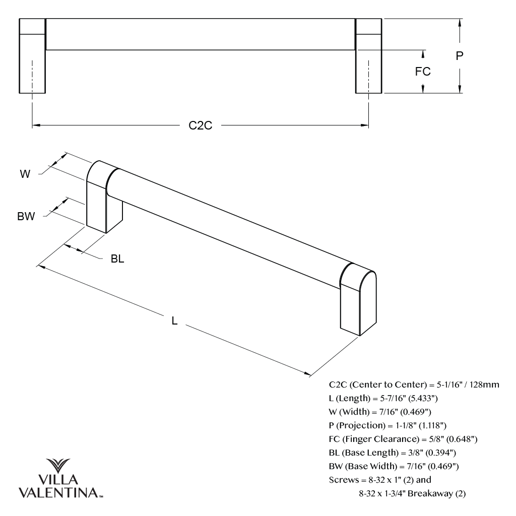 Villa Valentina VV9128SN Cabinet-Pulls - View #5