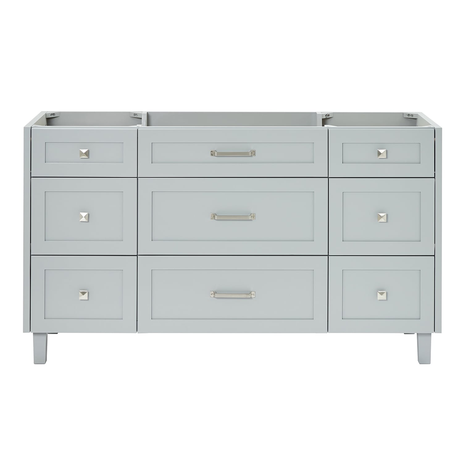 ARIEL B60-BC-GRY Monroe 60-in Gray Bathroom Vanity Base Cabinet without Top
