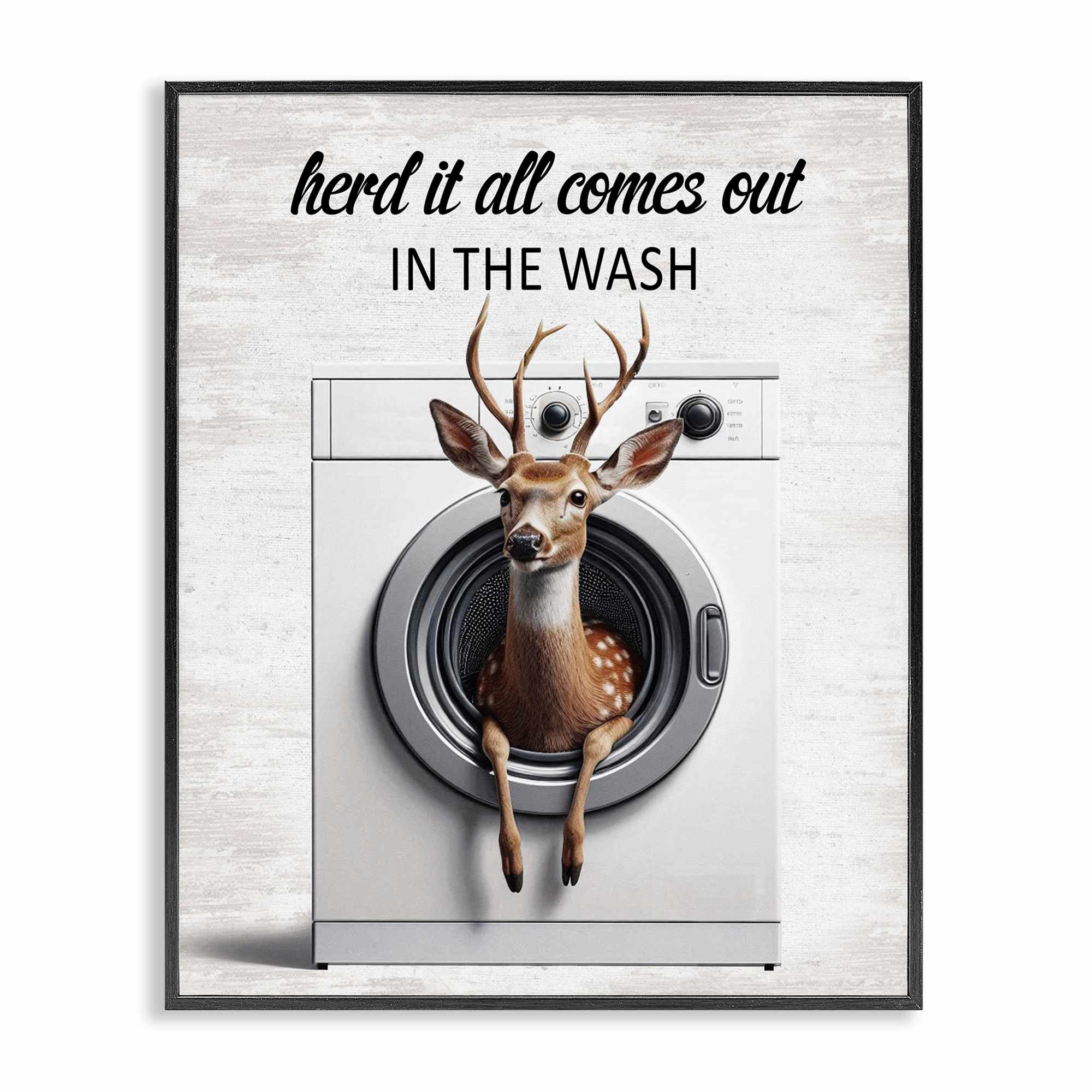 Stupell Industries BS-916-FR-16X20 Herd It Comes Out In Wash Black Framed Giclee Art By Lettered and Lined 16 x 20