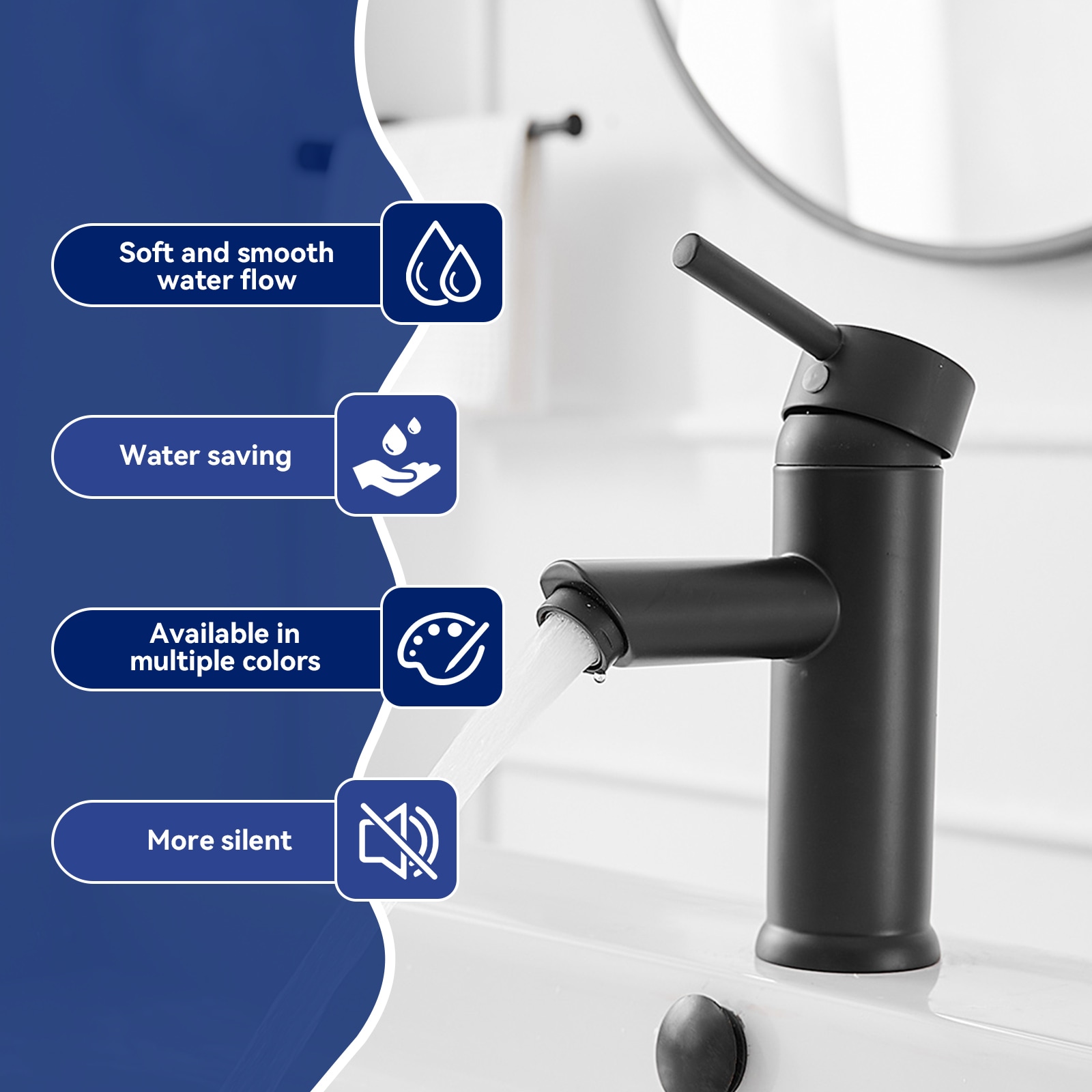 Matte Black Stainless Steel Single-Handle Bathroom Faucet