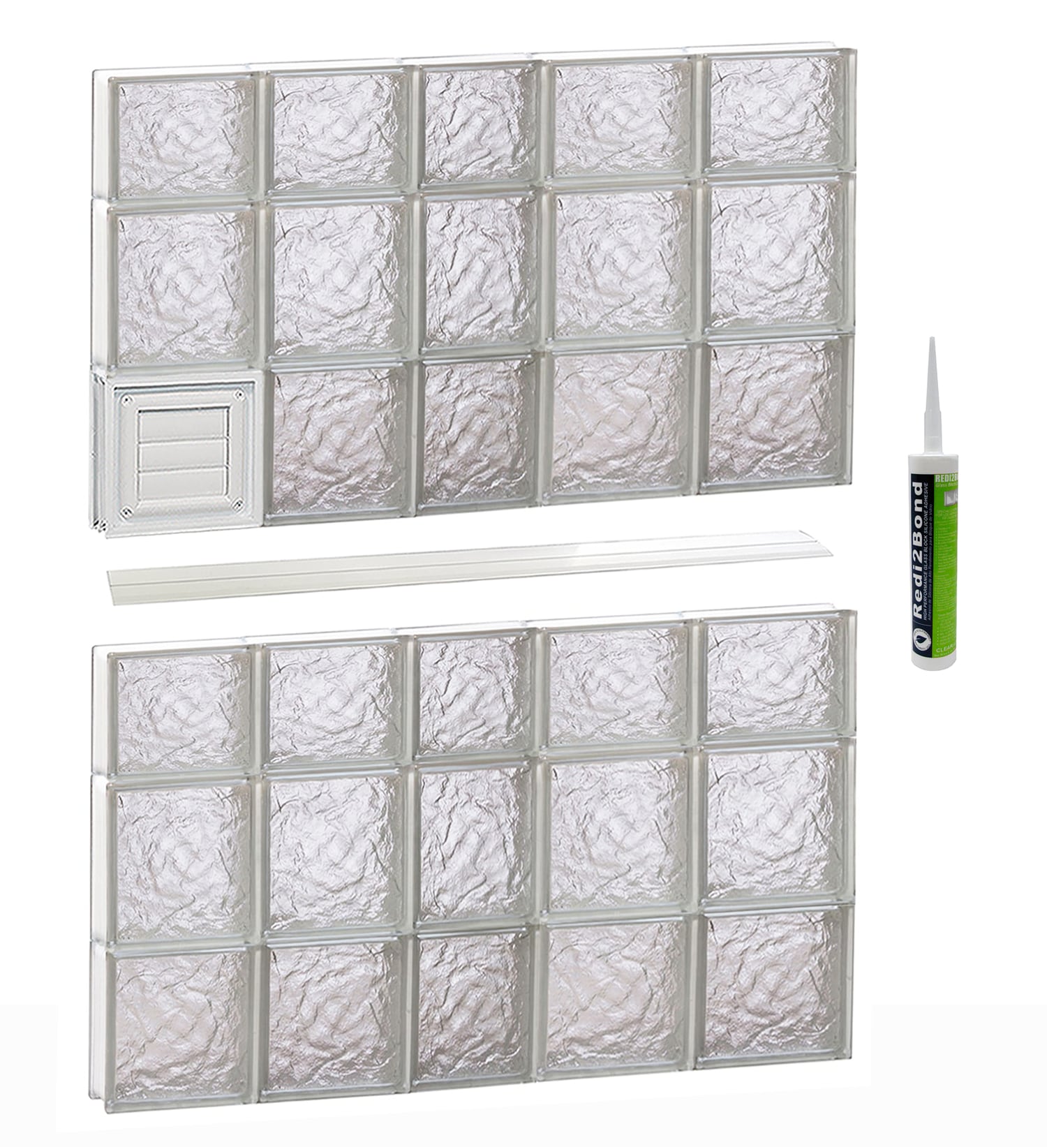 REDI2SET D3844IS Ice Glass 36-3/4-in x 42-1/2-in Frameless Replacement Dryer vent Glass Block Window