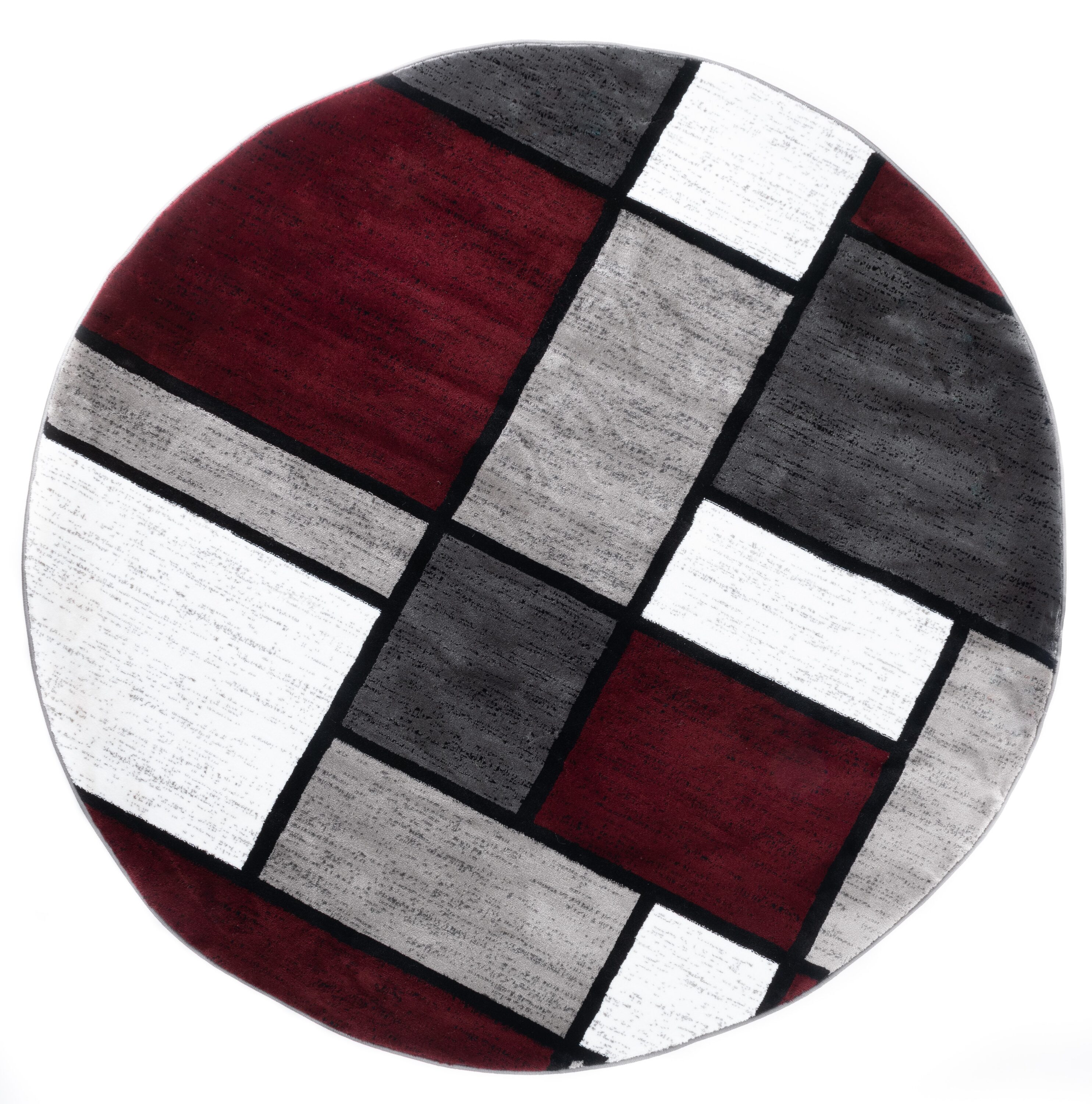 World Rug Gallery 106RED6RND 6 x 6 (ft) Loomed Polypropylene Red Round Indoor Geometric Area rug