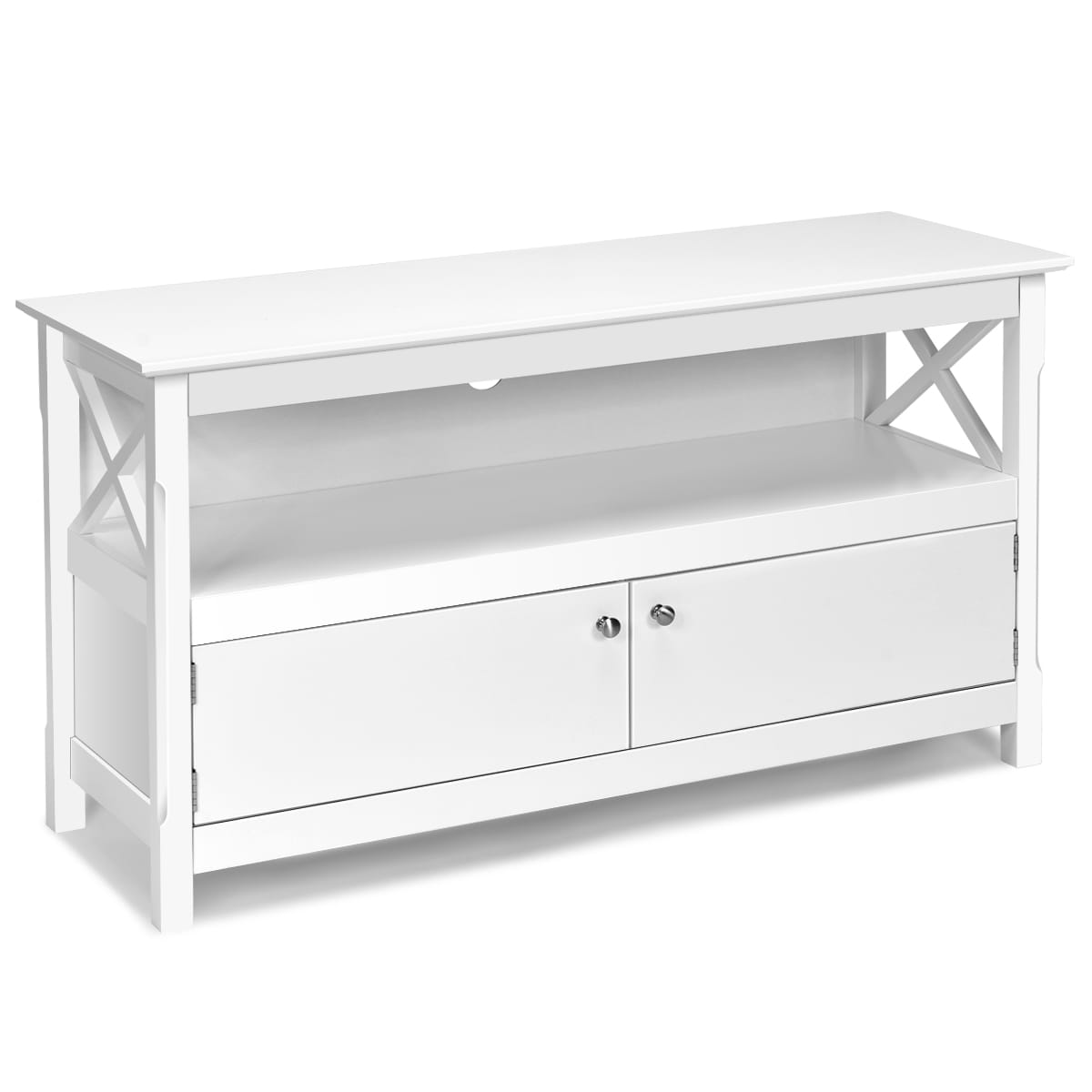 Goplus Modern/Contemporary White TV Stand Integrated TV Mount (Accommodates TVs up to 32-in) | HW57048WHNEW