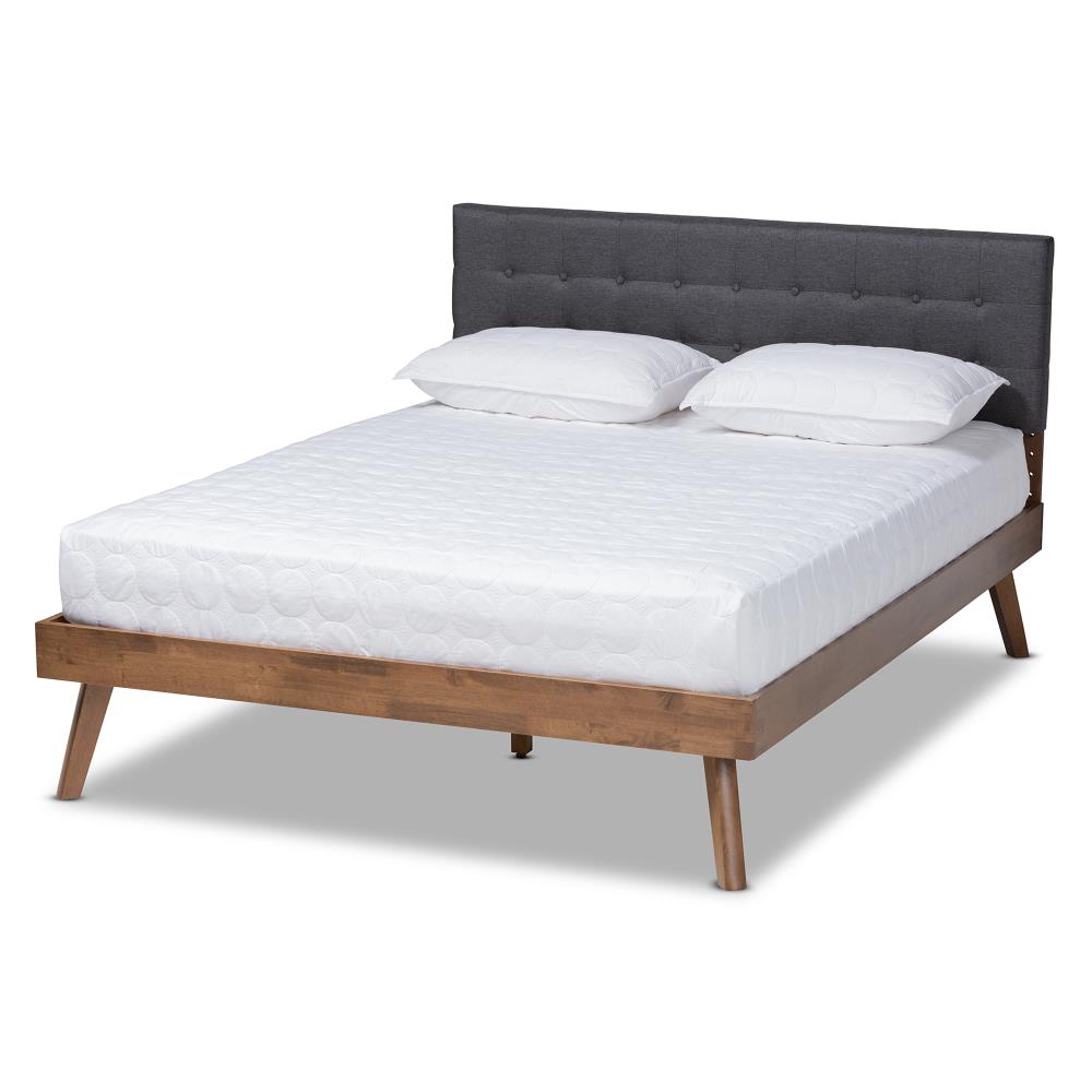 Baxton Studio Devan Dark Grey Walnut Queen Wood Platform Bed in