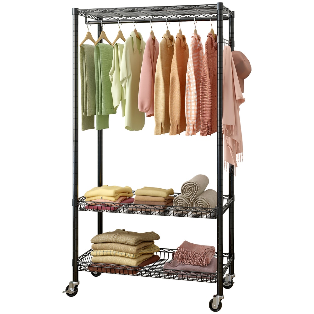 Winado Black Steel Rolling Clothing Rack In The Clothing Racks ...