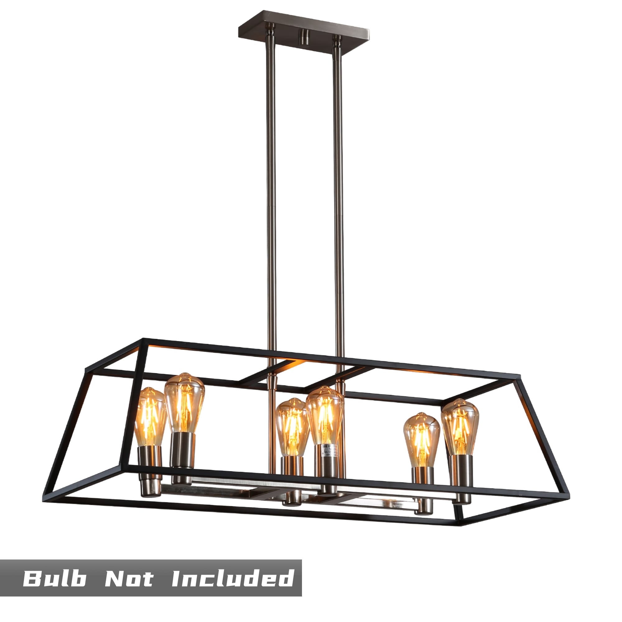Cedar Hill 410506 6 -Light Black Farmhouse Square Large Hanging Pendant light