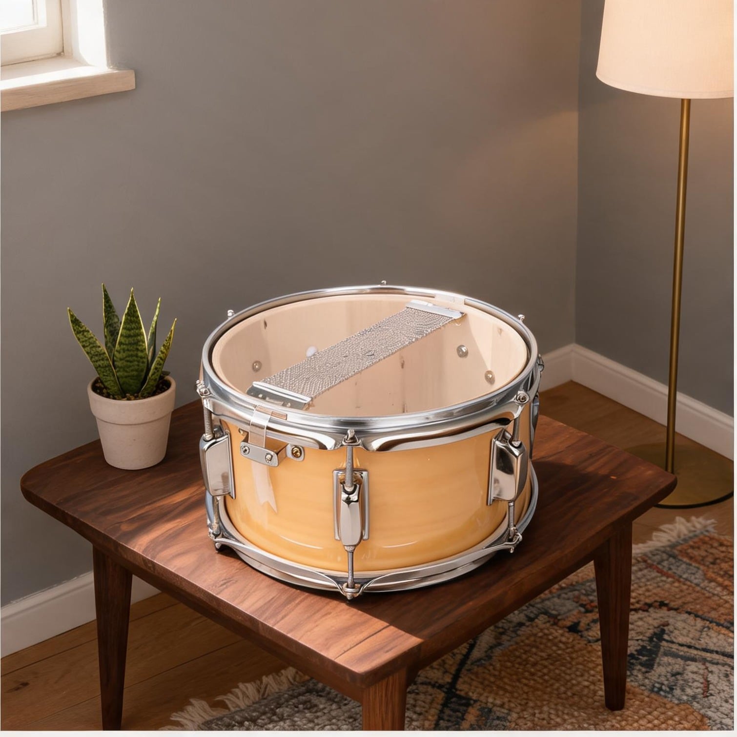 FlowLuxe Corded Electric 6-Inch Poplar Snare Drum for Performances 10 x 6 Inches Wood