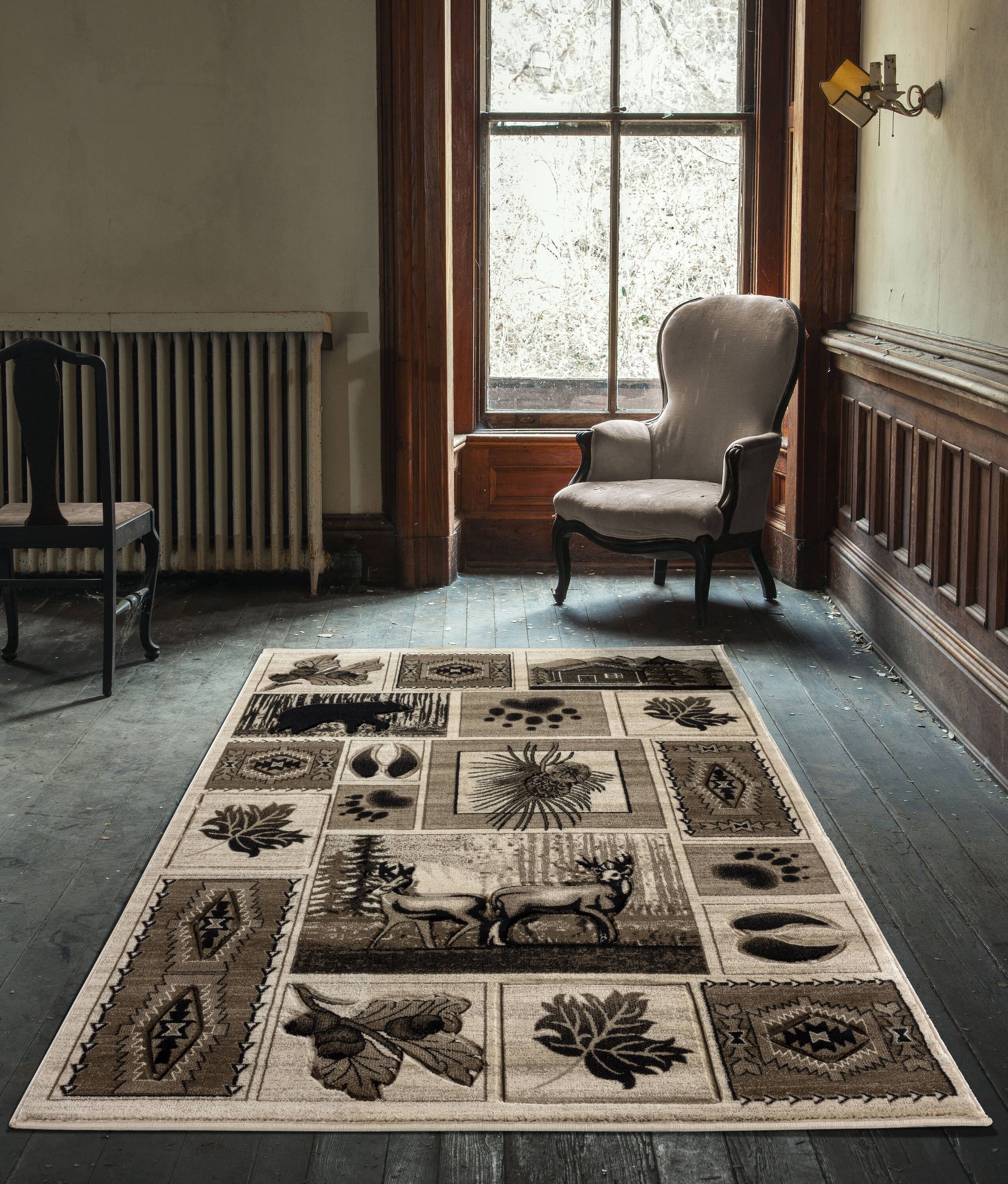 MDA Rugs WL0223 Wildlife 2 x 3 (ft) Cream Rectangular Indoor Animal print Area rug