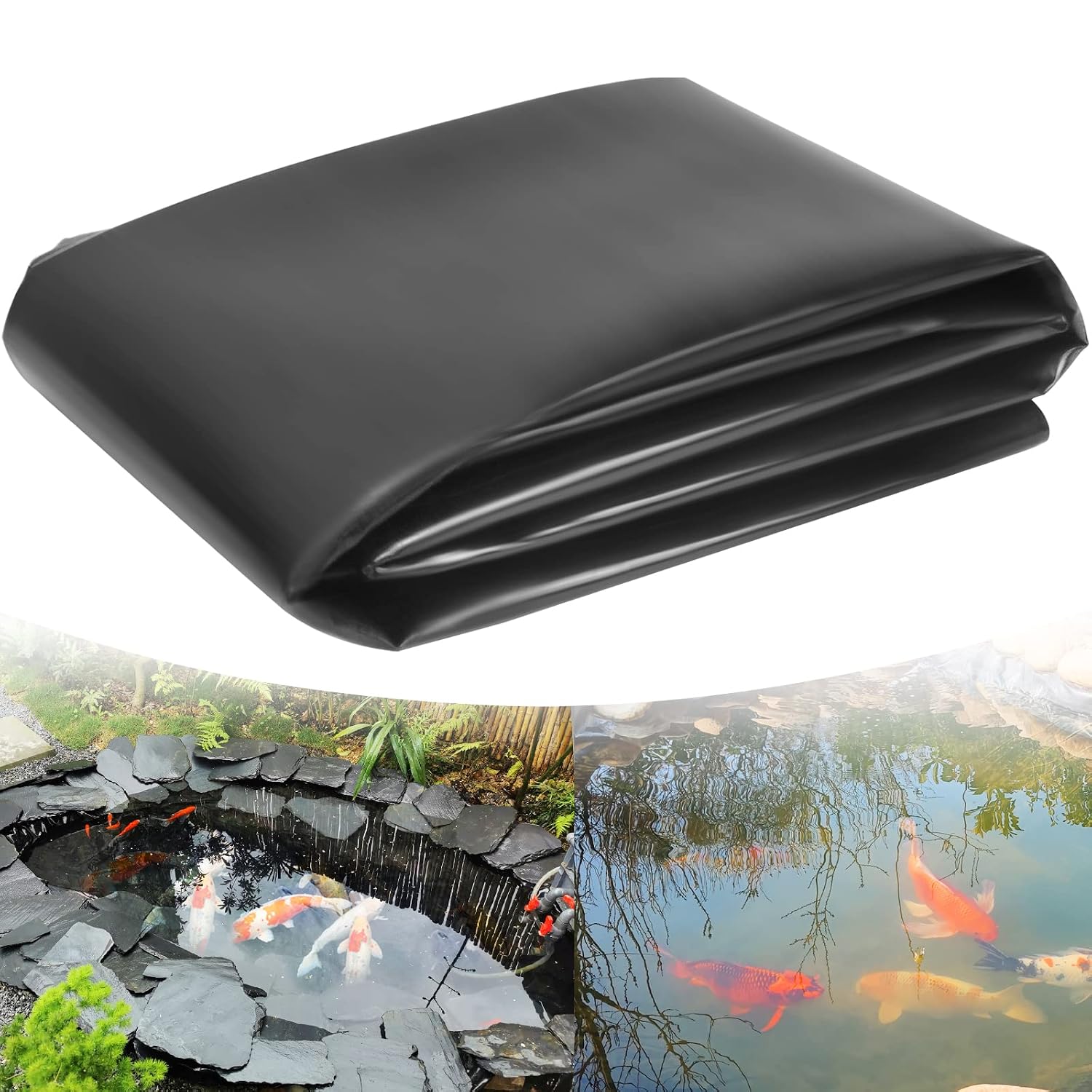 CJGQ 20 Mil HDPE Pond Liner 7 x 10 Ft for Koi Ponds Water Gardens Fish Ponds and Outdoor Water Features Easy Cut Flexible Design