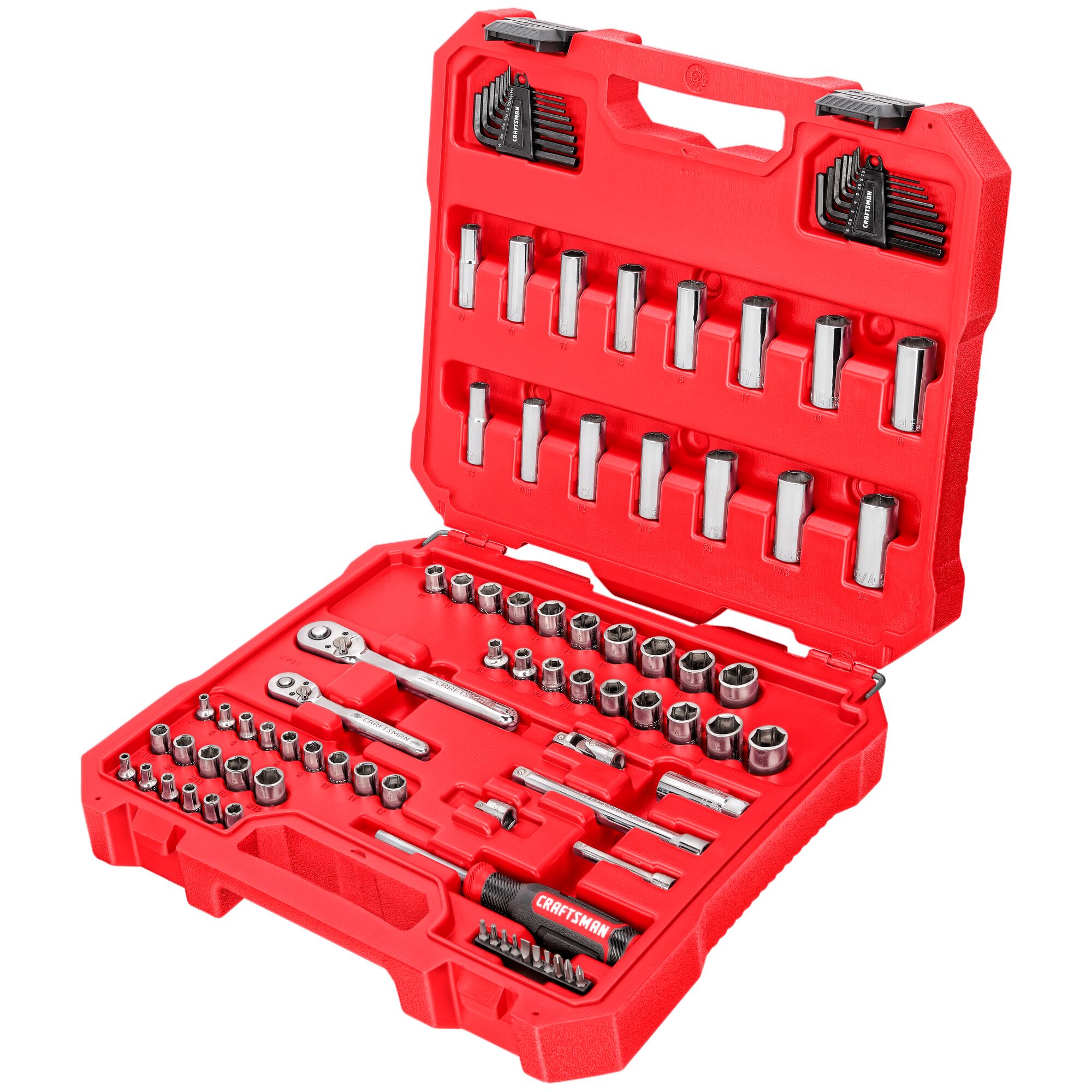 CRAFTSMAN 88-Piece Standard (SAE) Mechanics Metric Chrome with Sets the Tool at Case and Set Polished Mechanics Hard Tool in department