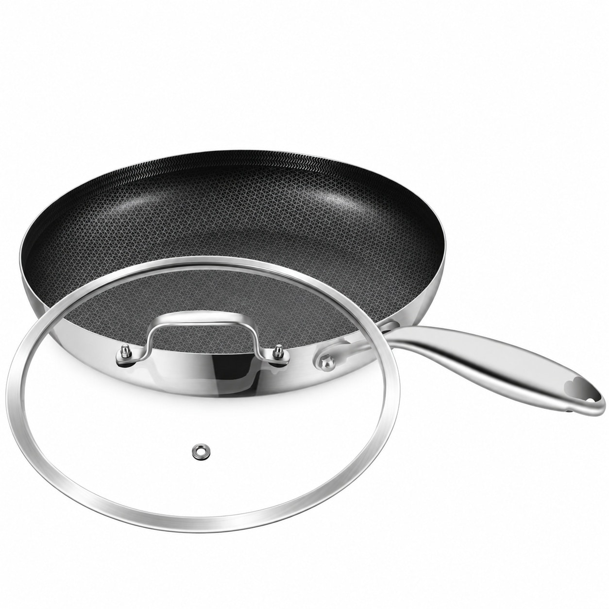 Aoibox 8 5 Inch Tri Ply Stainless Steel Non Stick Saute Pan with Lid Induction Skillet Dishwasher and Oven Safe #LAB5S8ZC