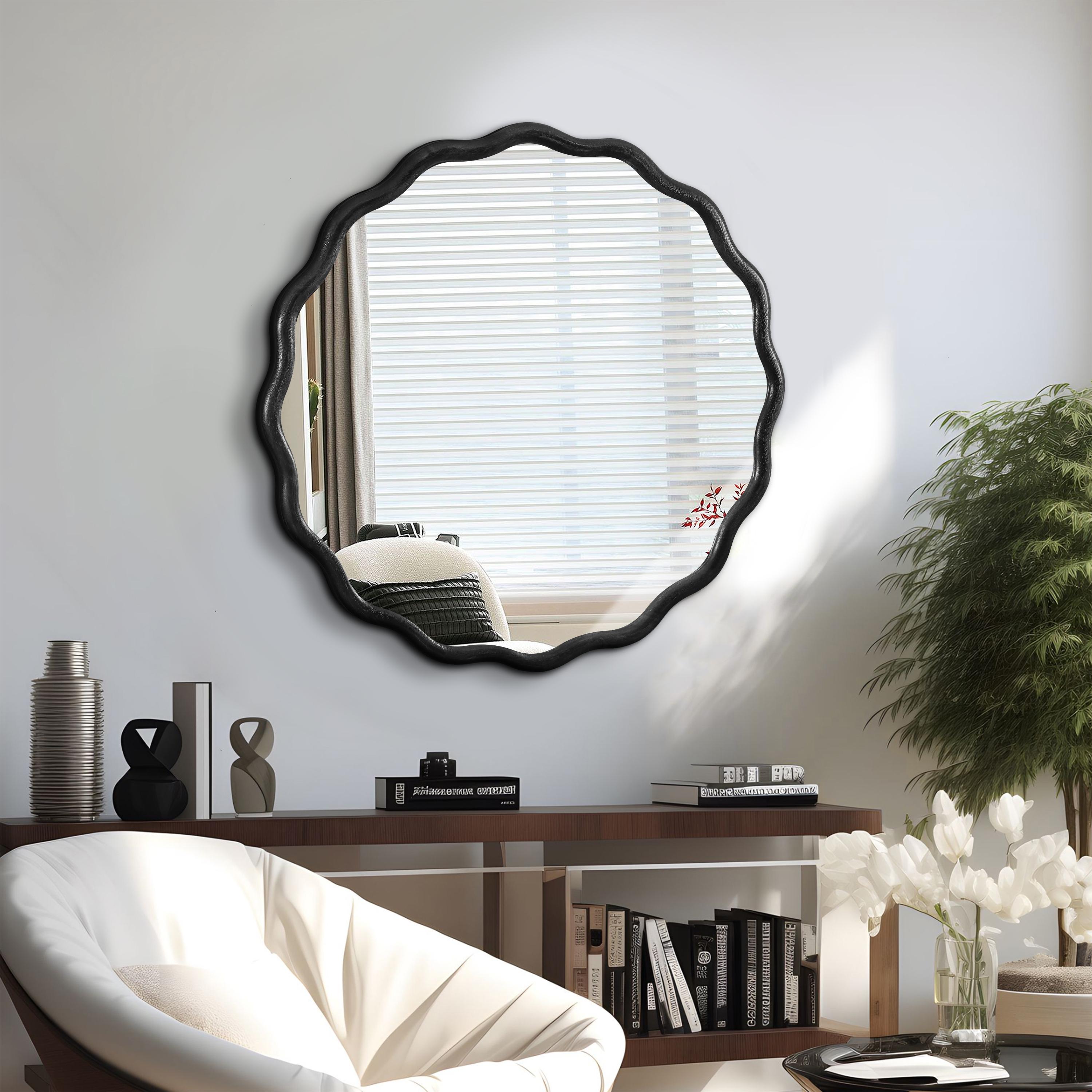 Bayfeve BF-89599-MIR 31.1-Inches x 31.1-Inches Framed Round Bathroom Vanity Mirror ( Black )
