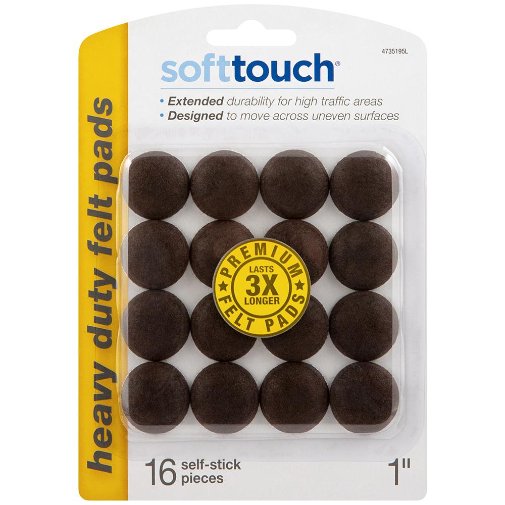 Soft Touch by Waxman 16-Pack 1 Square Brown Felt Pads 