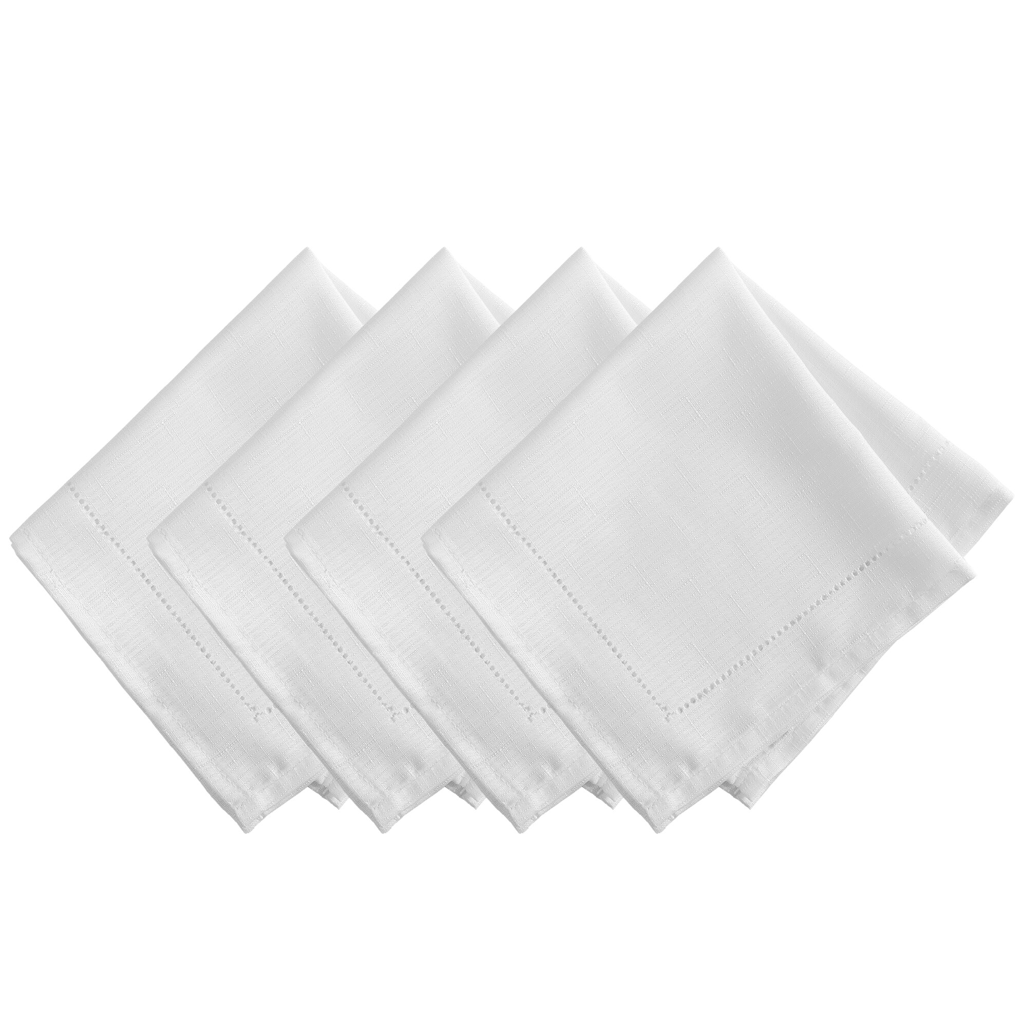 Elrene Home Fashions 194590160937 Alison Eyelet Punched Border 17x17 4 -Pack White Polyester Square Napkin(s)