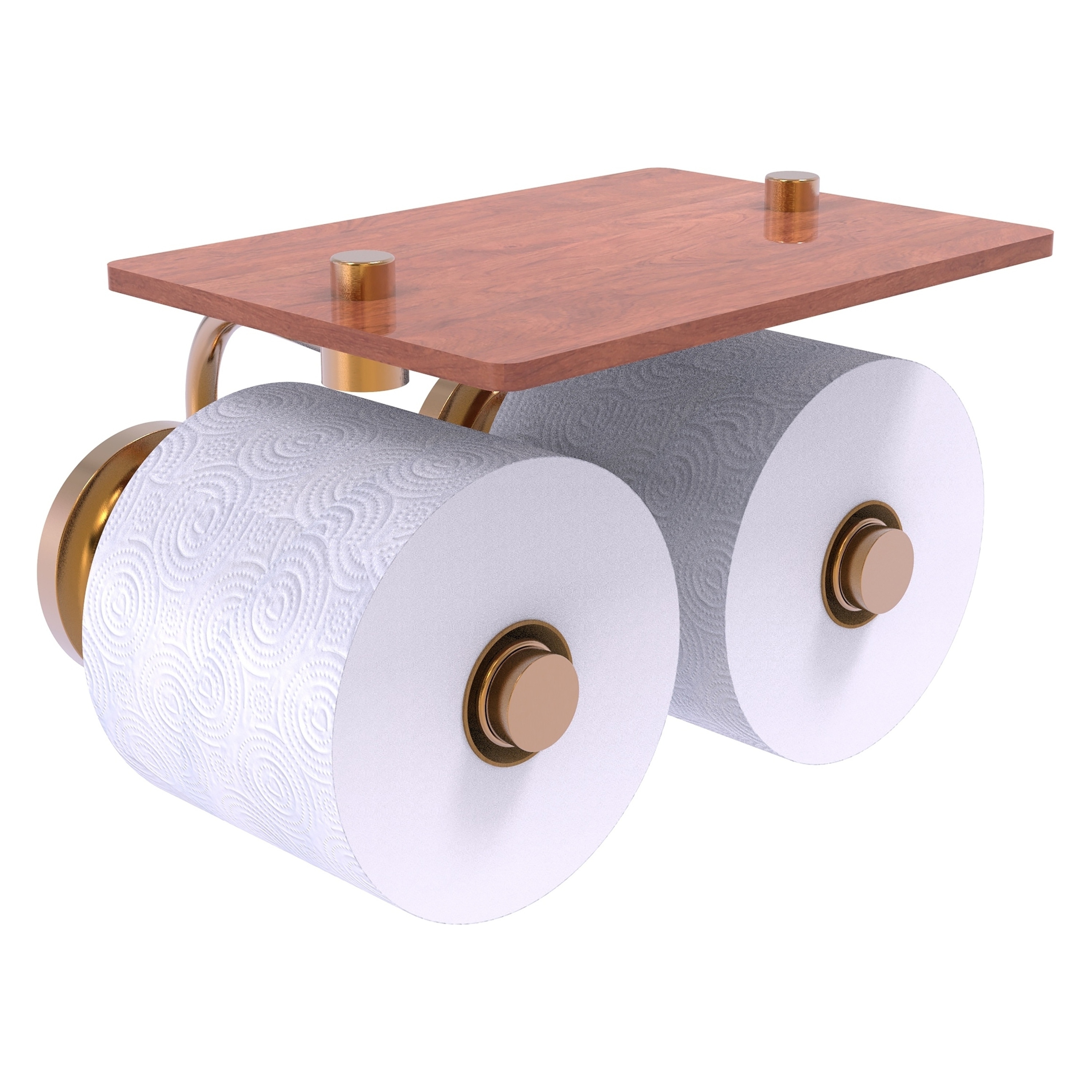Allied Brass QN-24-2S-IRW-BBR Que New Brushed Bronze Wall mount Double post Toilet Paper Holder 2 -Rolls with Storage