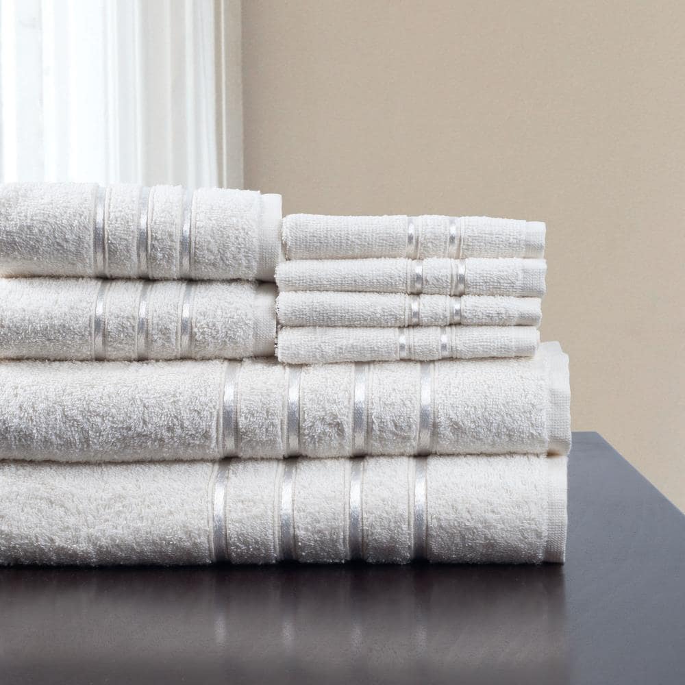 Hastings Home 678455NZE 8-Piece White Cotton Bath Towel Set (Bath Towels)