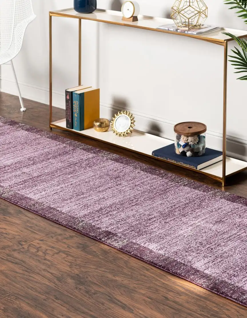 Unique Loom 3130968 Abigail Del Mar 3 x 10 (ft) Loomed Polypropylene Violet/Ivory Rectangular Indoor Border Runner rug