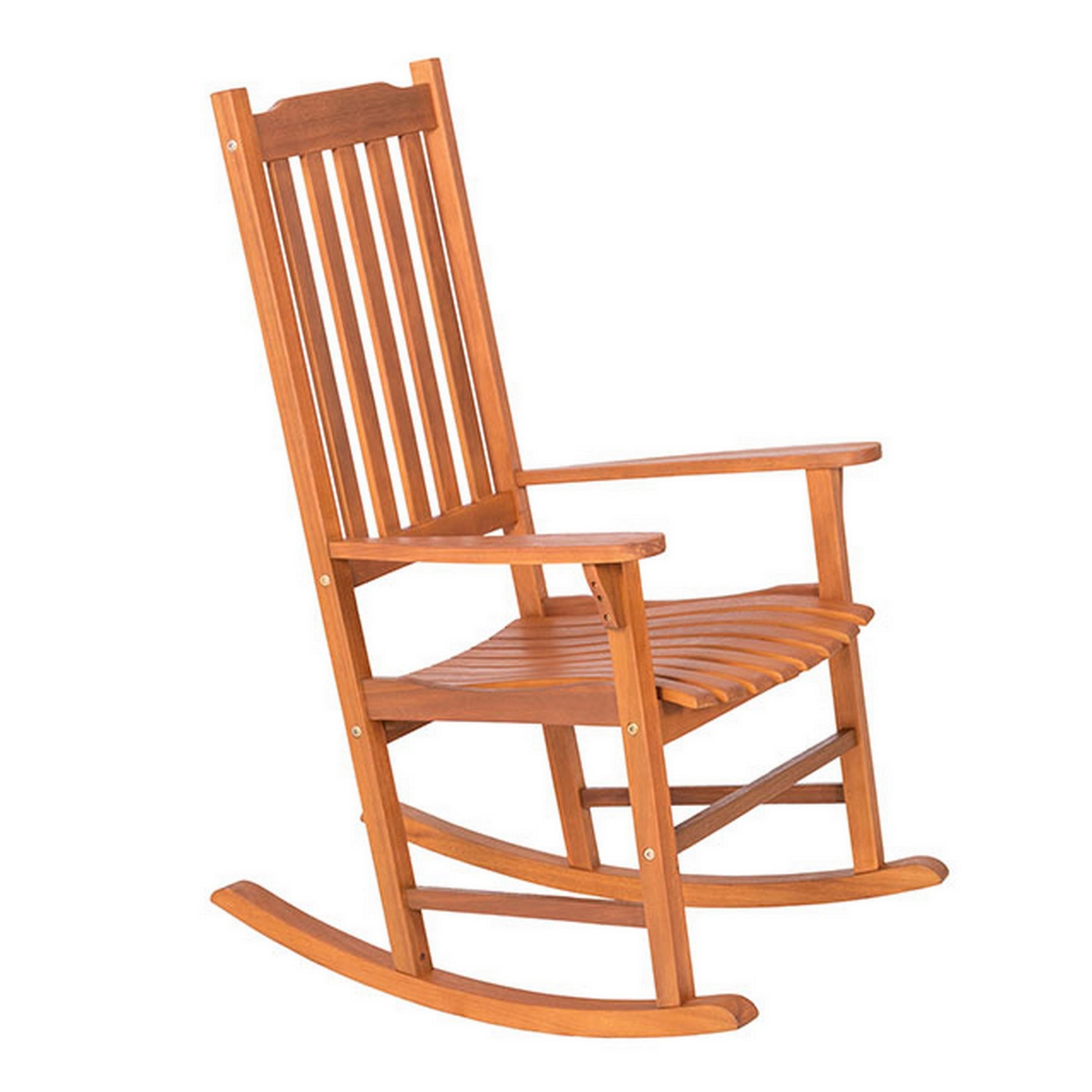 Benzara BM302155 Brown Rocking Chair with Slat Seat