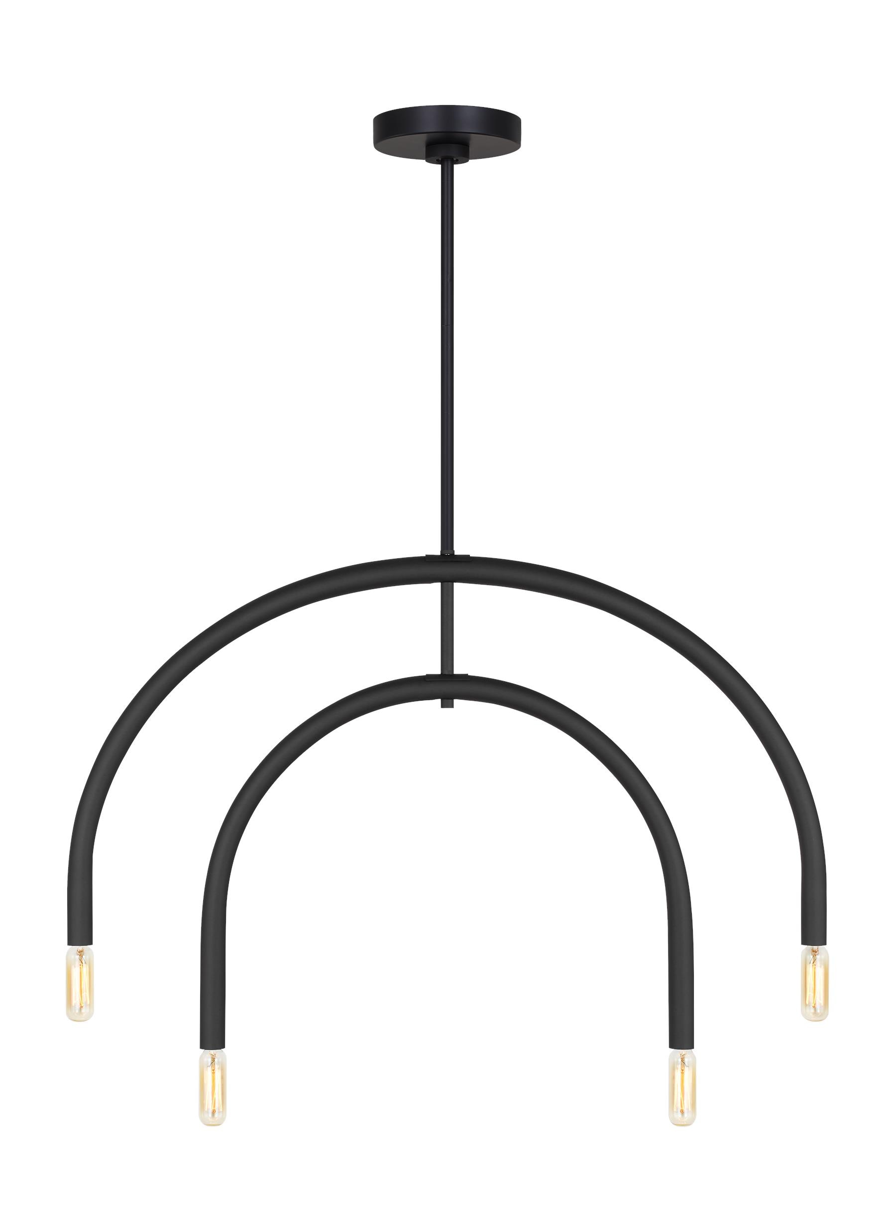 Midnight Black 4-Light Geometric Chandelier with Glass Shades