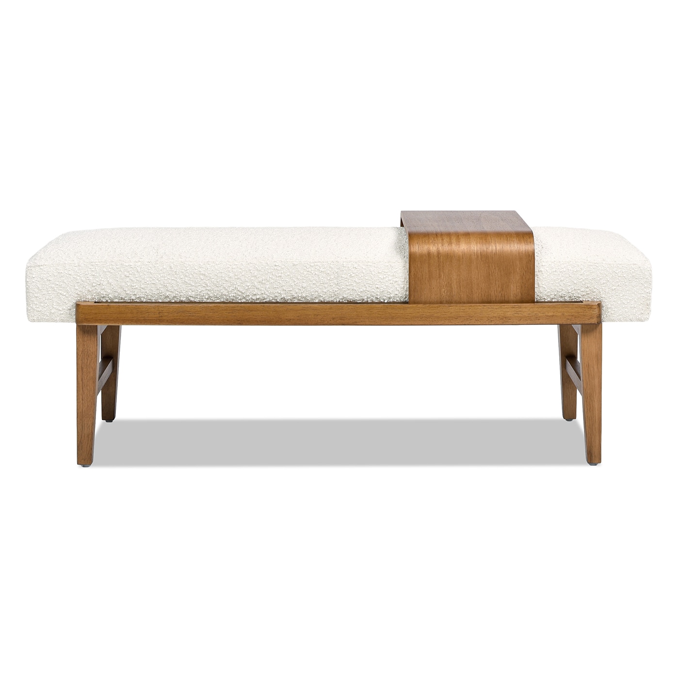 Jennifer Taylor Home LMBW-85810 Billie Scandinavian Ivory White Boucle Accent Bench 52-Inches x 19-Inches x 19.5-Inches
