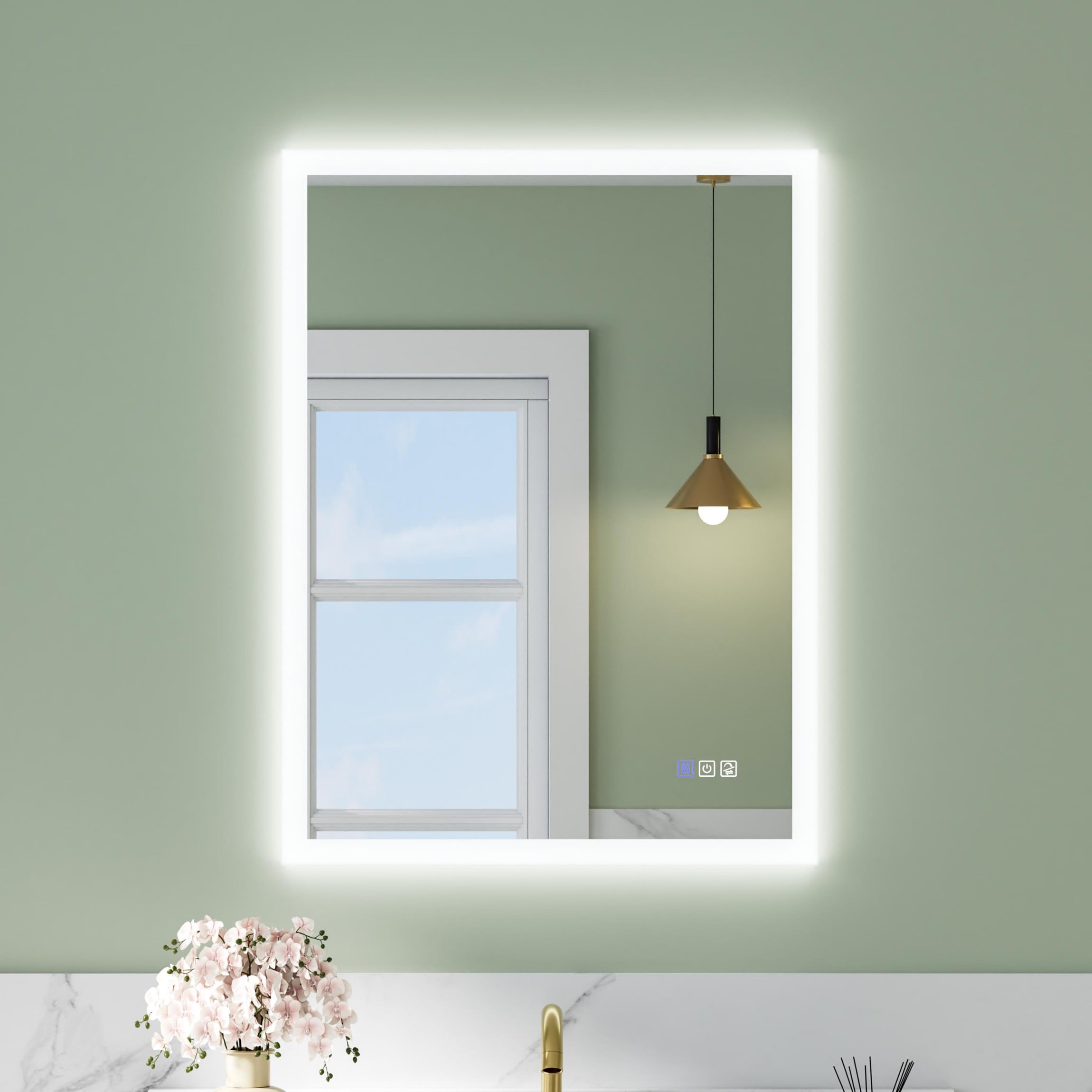Gtnali - 24-in W x 32-in H Rectangular Frameless Anti-Fog LED Wall-Mounted Bathroom Vanity Mirror