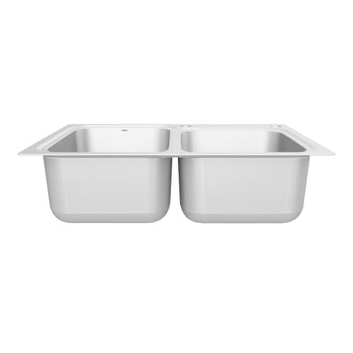 Moen Kelsa 33-in x 22-in Stainless Steel Double Equal Bowl Drop-In or Undermount 2-Hole Residential Kitchen Sink All-in-One Kit Moen Kelsa 33-in x 22-in Stainless Steel Double Equal Bowl Drop-In or Undermount 2-Hole Residential Kitchen Sink All-in-One Kit