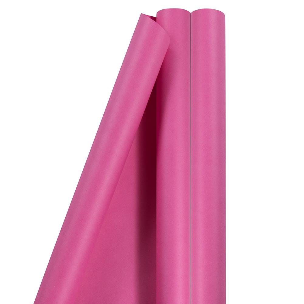 Jam Paper Fuchsia Matte Gift Wrapping Paper Roll - 2 Packs of 25 Sq. ft.