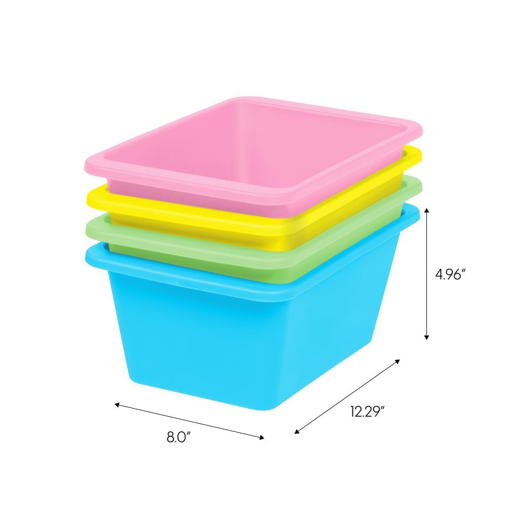 Basicwise 4.5-in W x 3-in H x 8-in D Multicolor Plastic Stackable Bin