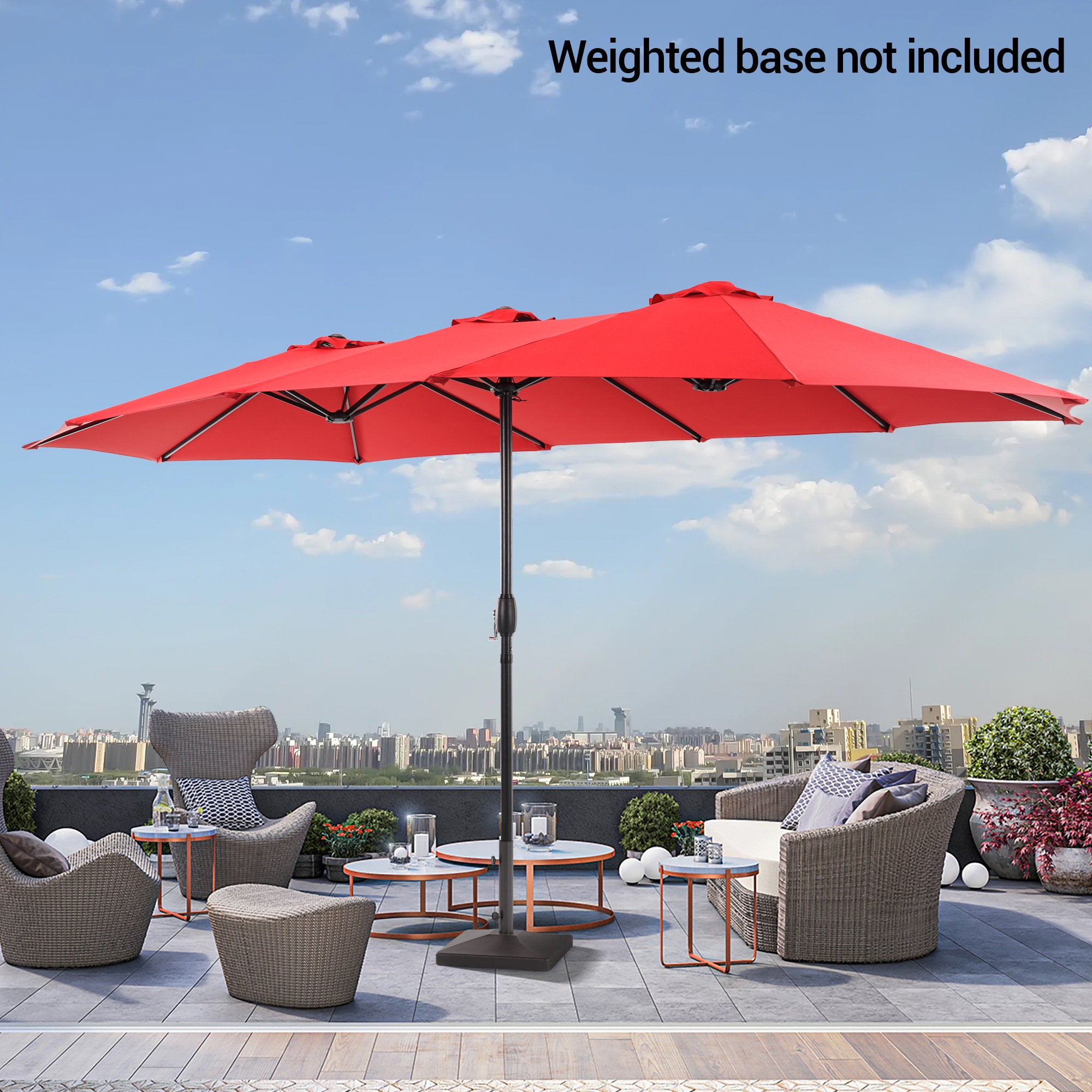 ACEGOSES LW-MK-460RD-B 15-Feet Aluminum Red No-tilt Market Patio Umbrella