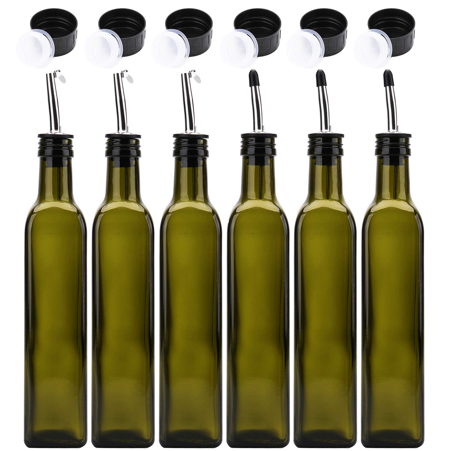 Aoibox 6 Pack 8 oz Glass Olive Oil Dispenser Bottles with Stainless Steel Pourer Spouts Non Drip Oil and Vinegar Cruets #LABNQYGT
