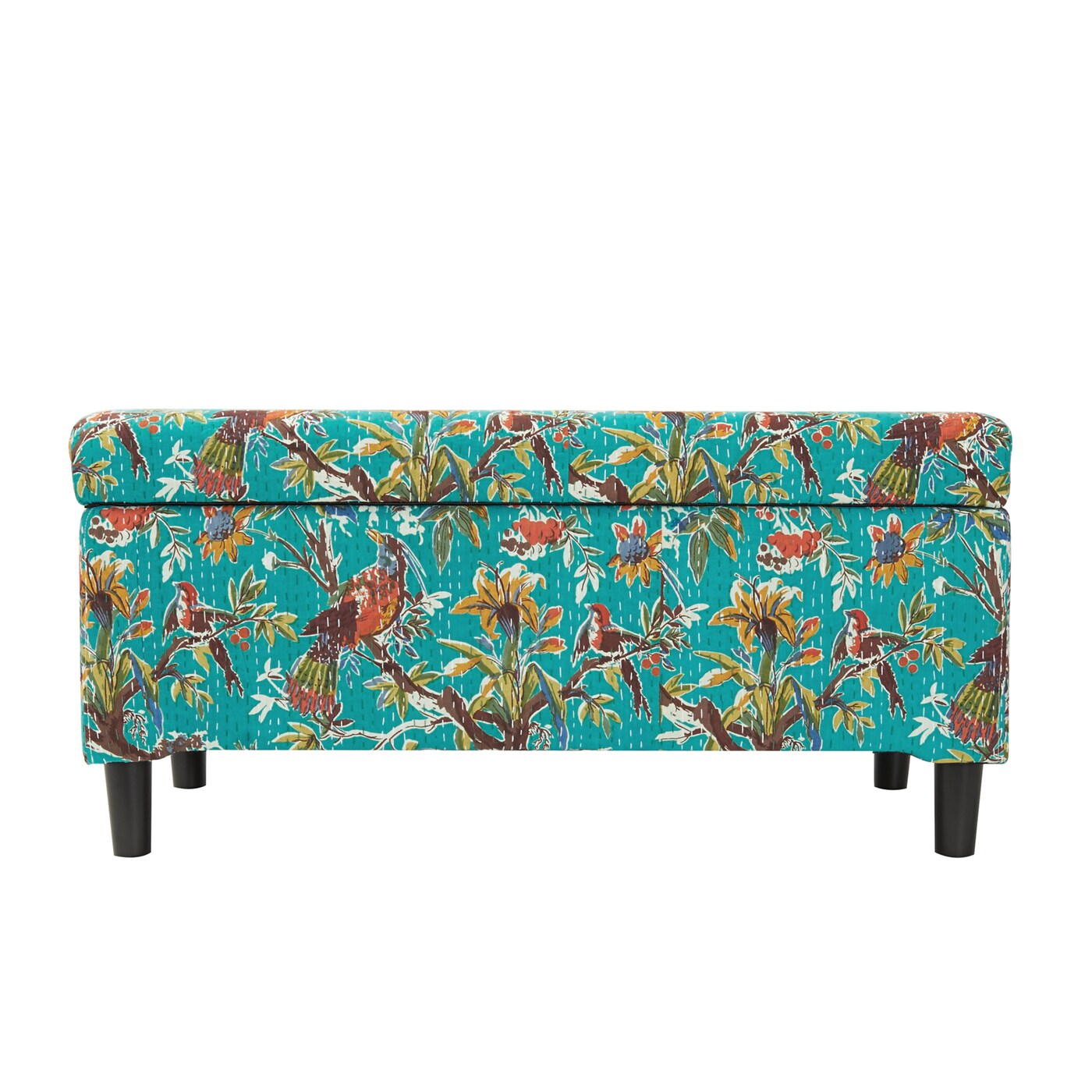 Jennifer Taylor Home Naomi Midcentury Teal Blue Tropical Floral Storage 