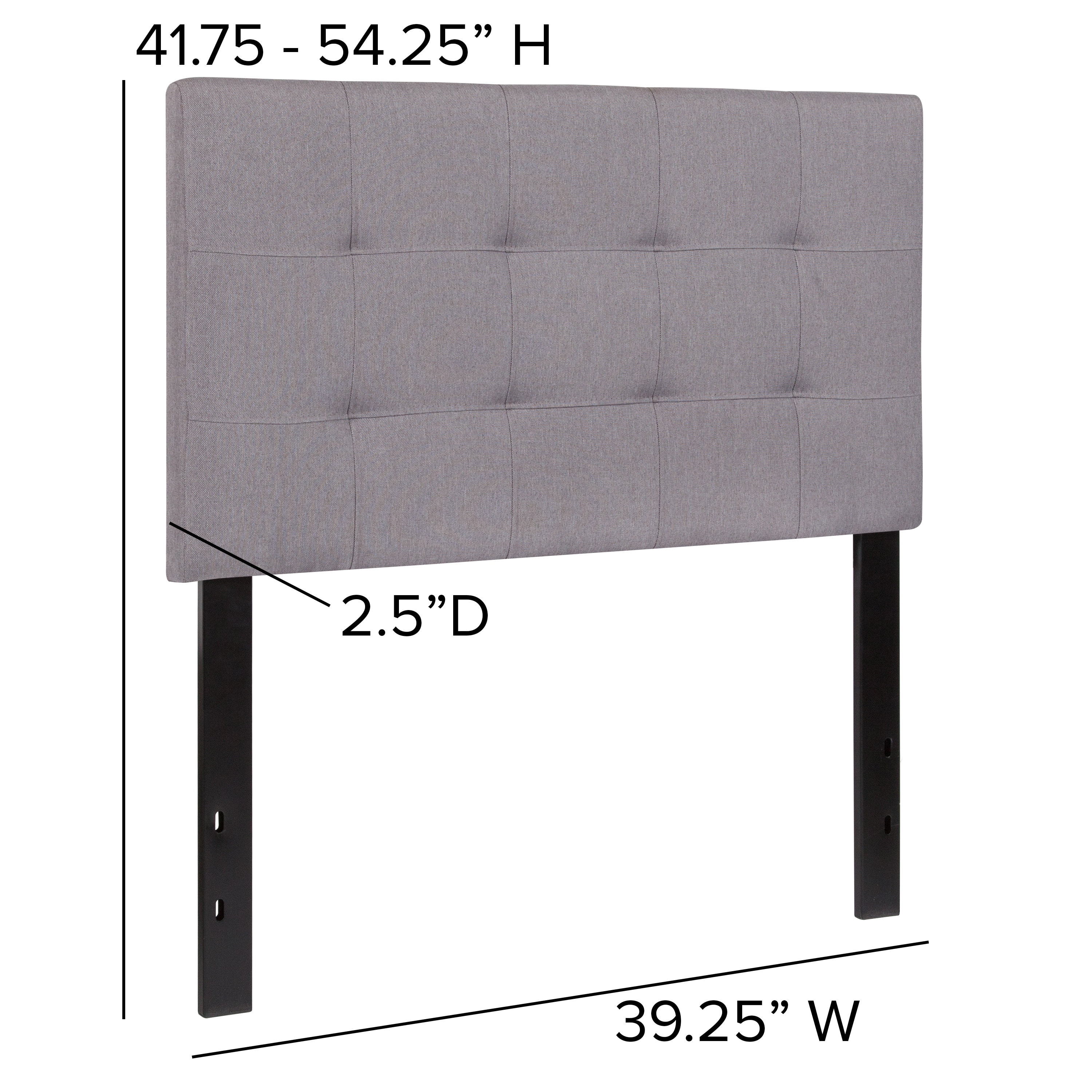 Flash Furniture Bedford Light Gray Twin Polyester Upholstered Headboard ...