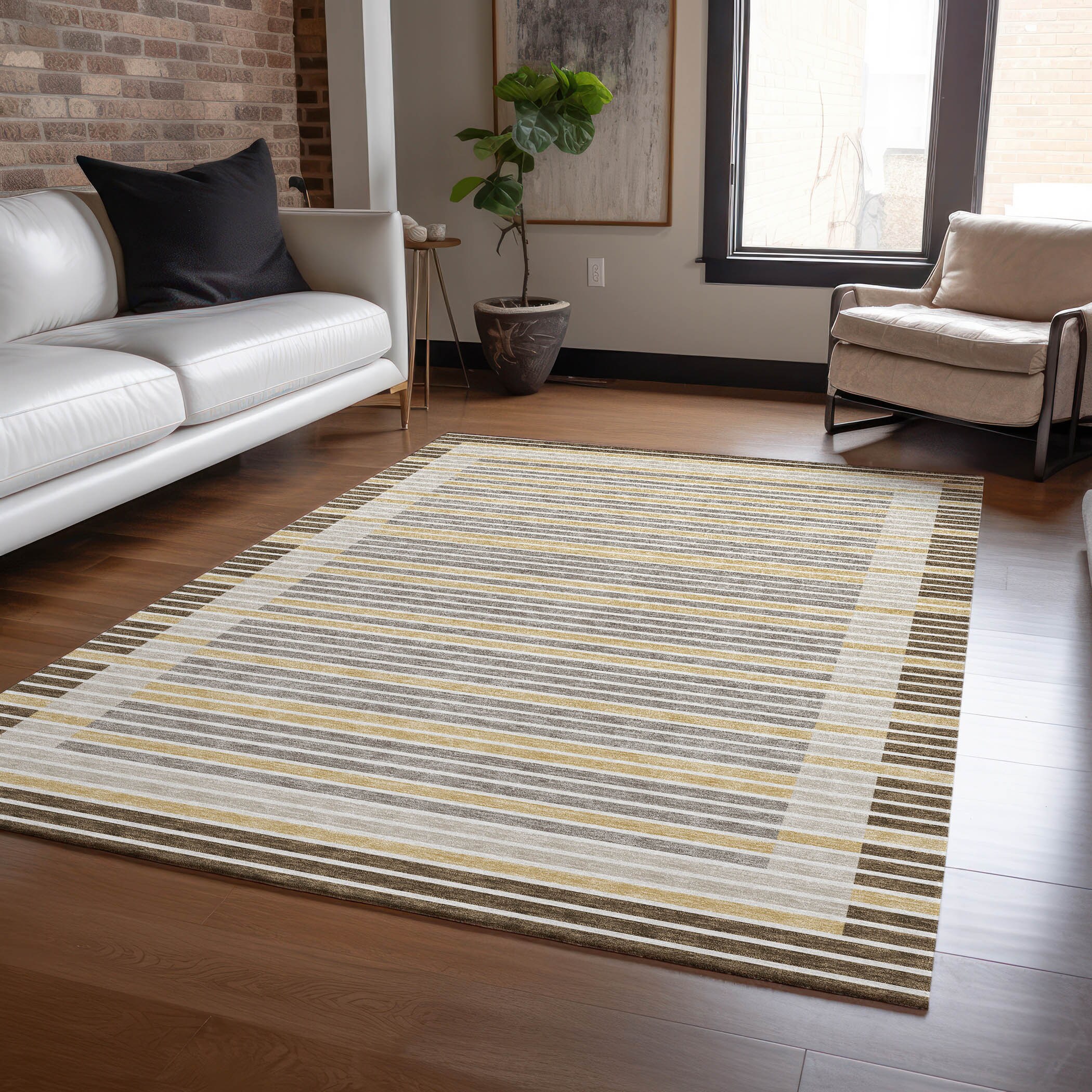 Addison Rugs ACN1400BR10X14 Chantille ACN1400BR 10 x 14 (ft) Polyester Brown Rectangular Indoor/Outdoor Geometric Machine washable Area rug