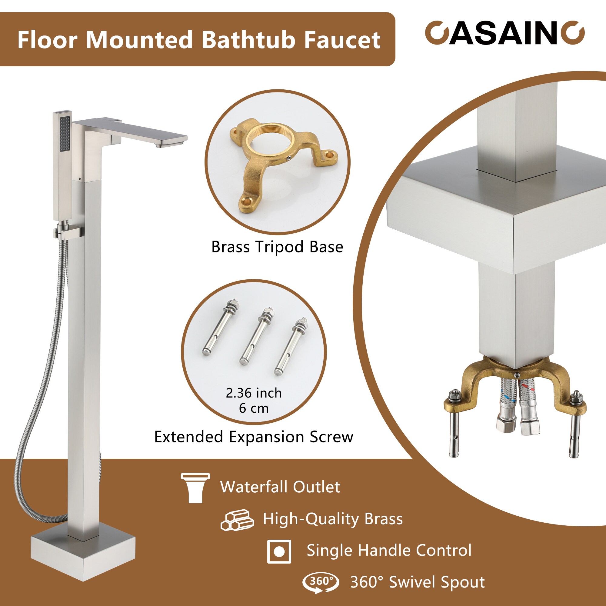 CASAINC KCLT0057-BN Roman-Tub-Faucets - View #8