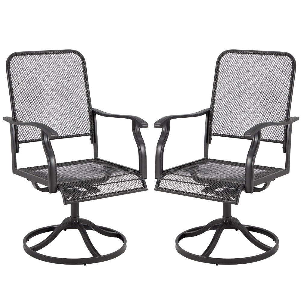 AECOJOY 16201GY-LS01 Patio chair Set of 2 Black Iron Frame Swivel Rocking Chair with Gray Solid Seat