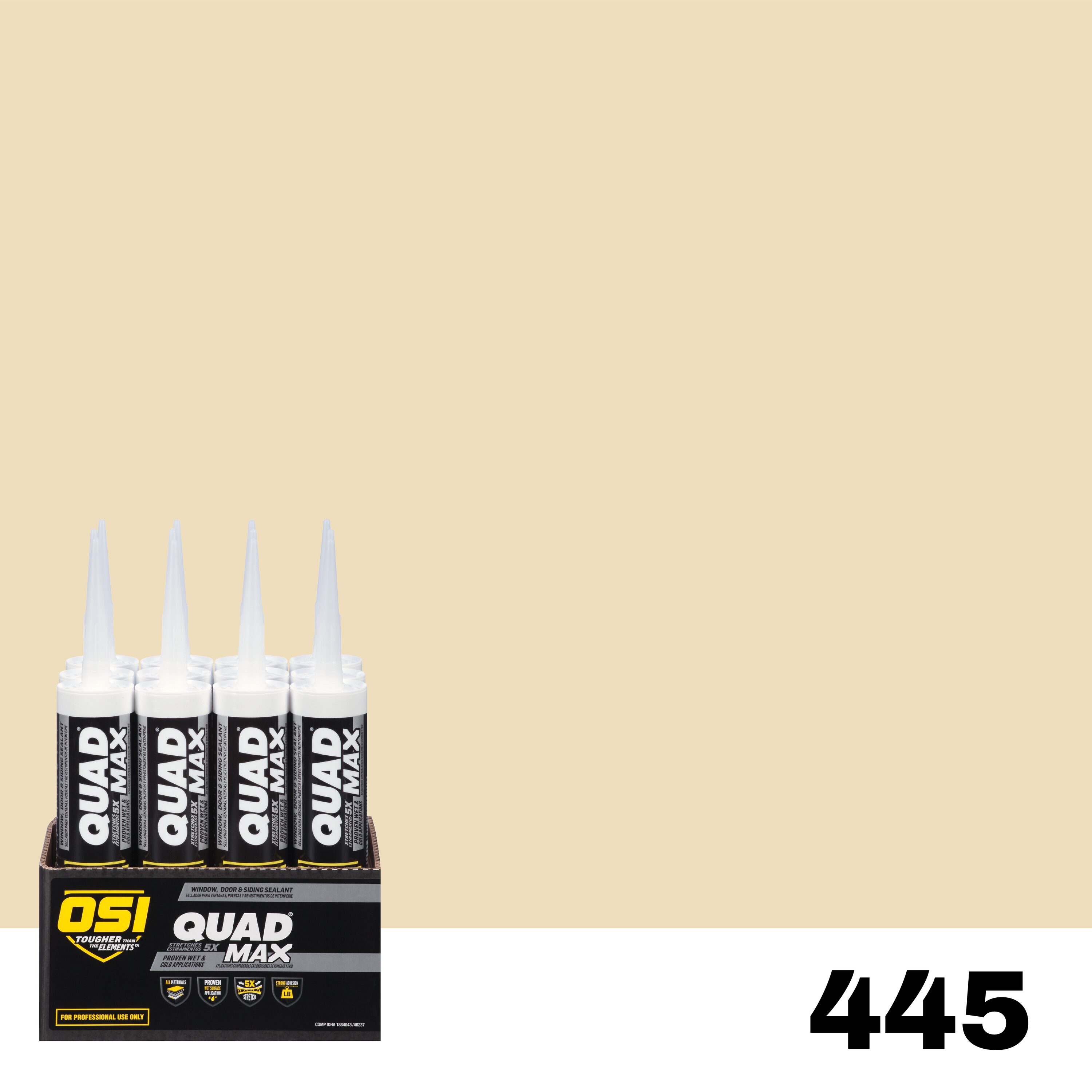 OSI 1869405 Quad Max 12 -Pack 9.5-oz Window door Beige 445 Paintable Advanced Sealant Caulk