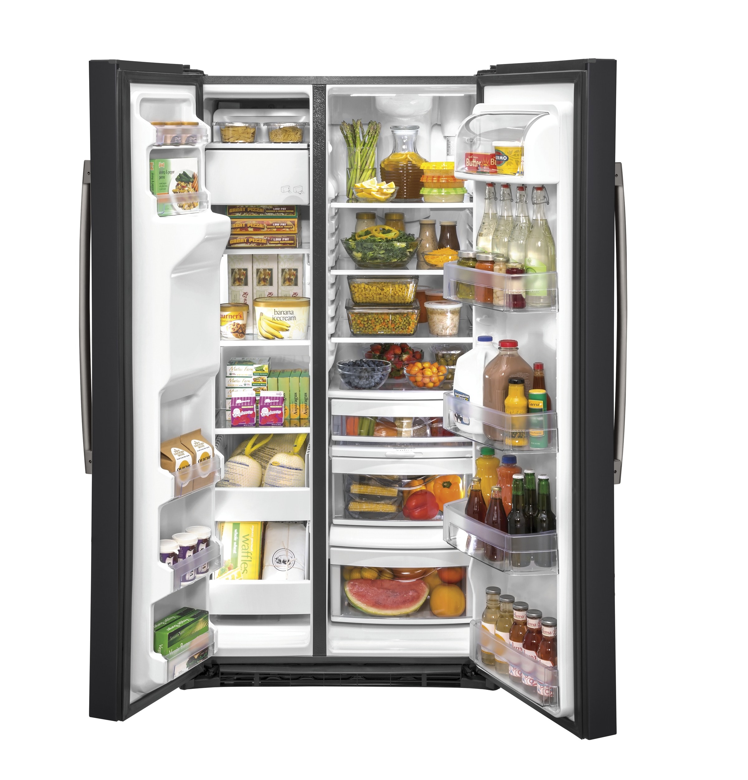 GE 21.8-cu ft Counter-Depth Side-by-Side Refrigerator with Ice Maker ...