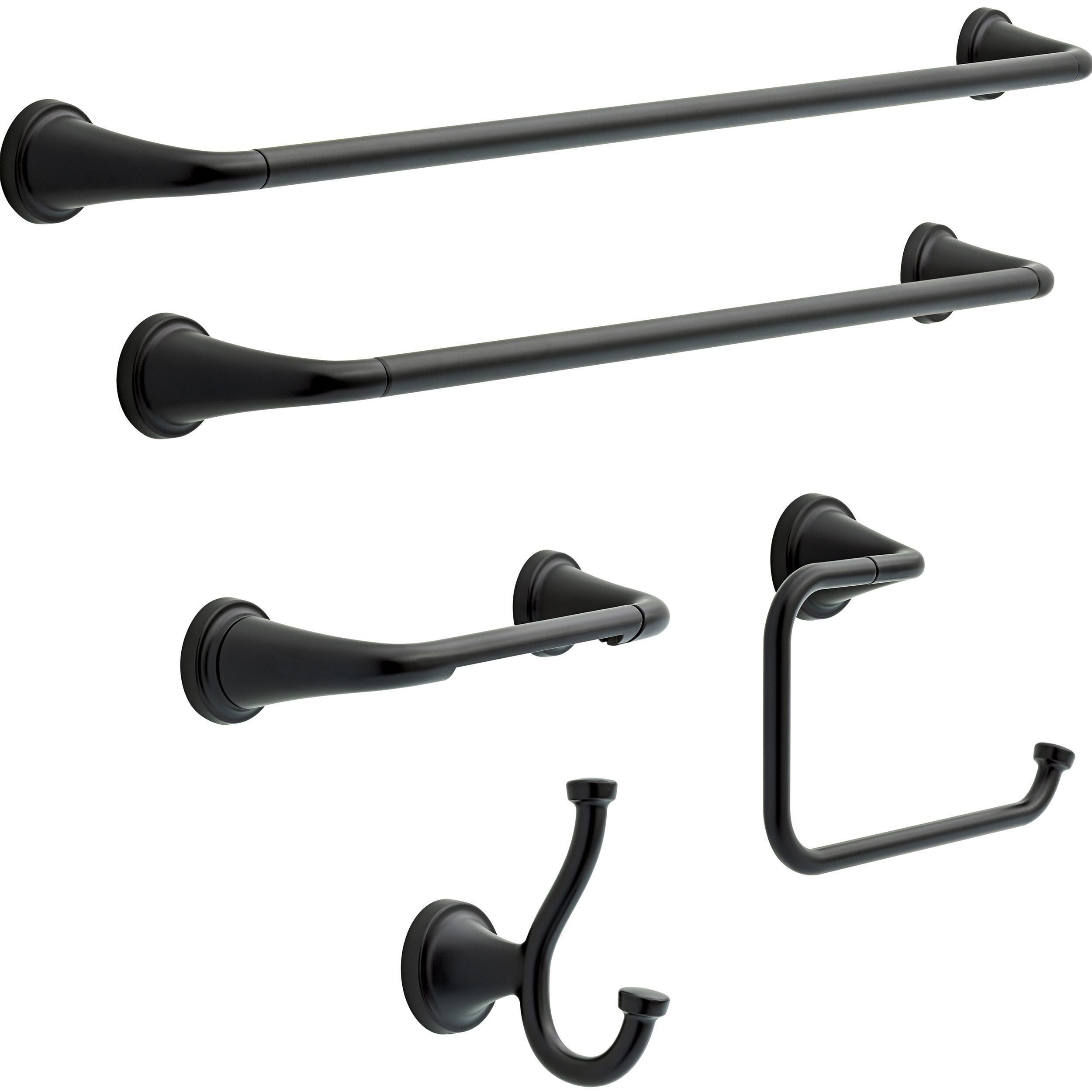 Delta Becker Matte Black Wall Mount Single Towel Ring in the Towel Rings  department at