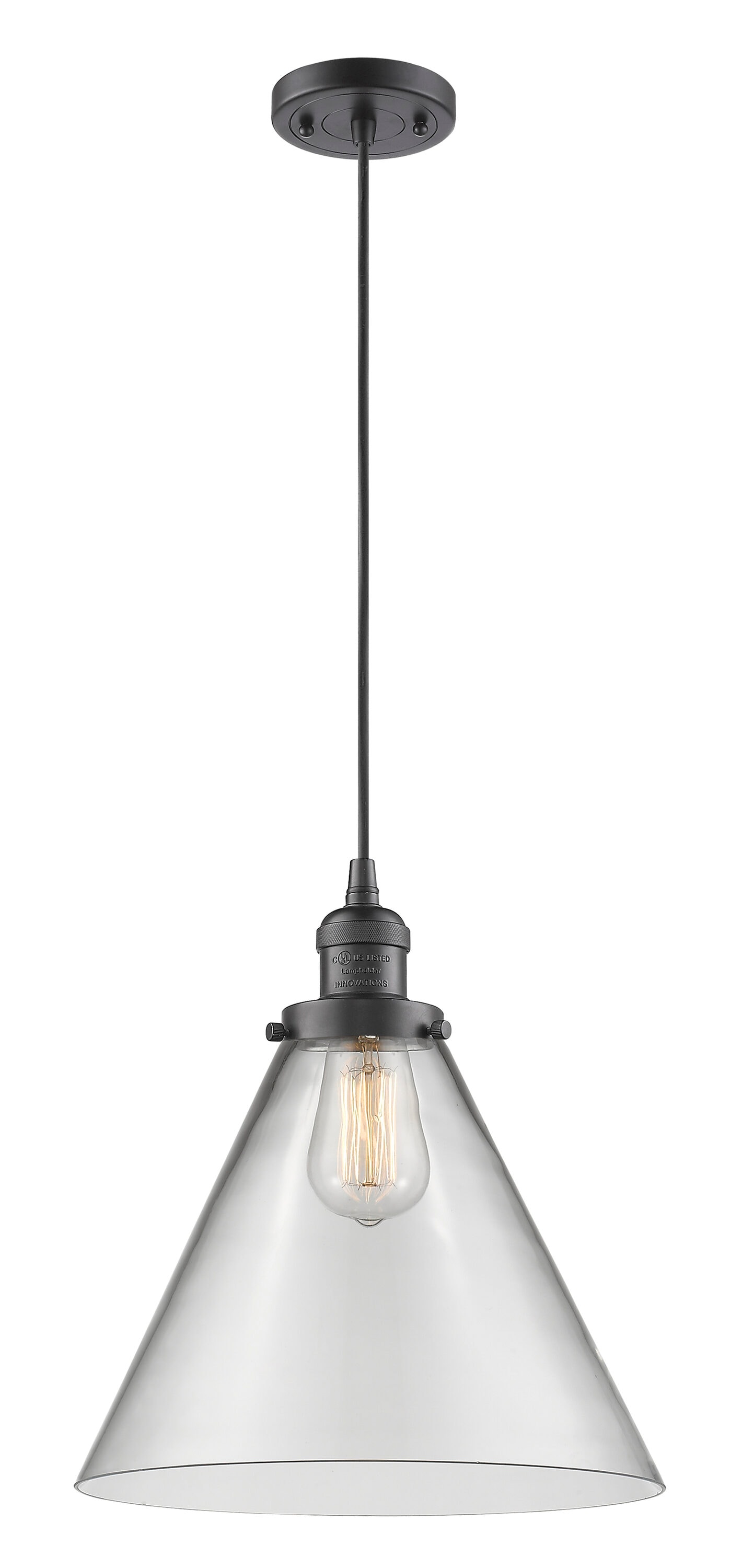 Innovations Lighting 201C-OB-G42-L Cone Oil Rubbed Bronze Industrial Clear glass Cone Medium Hanging Pendant light