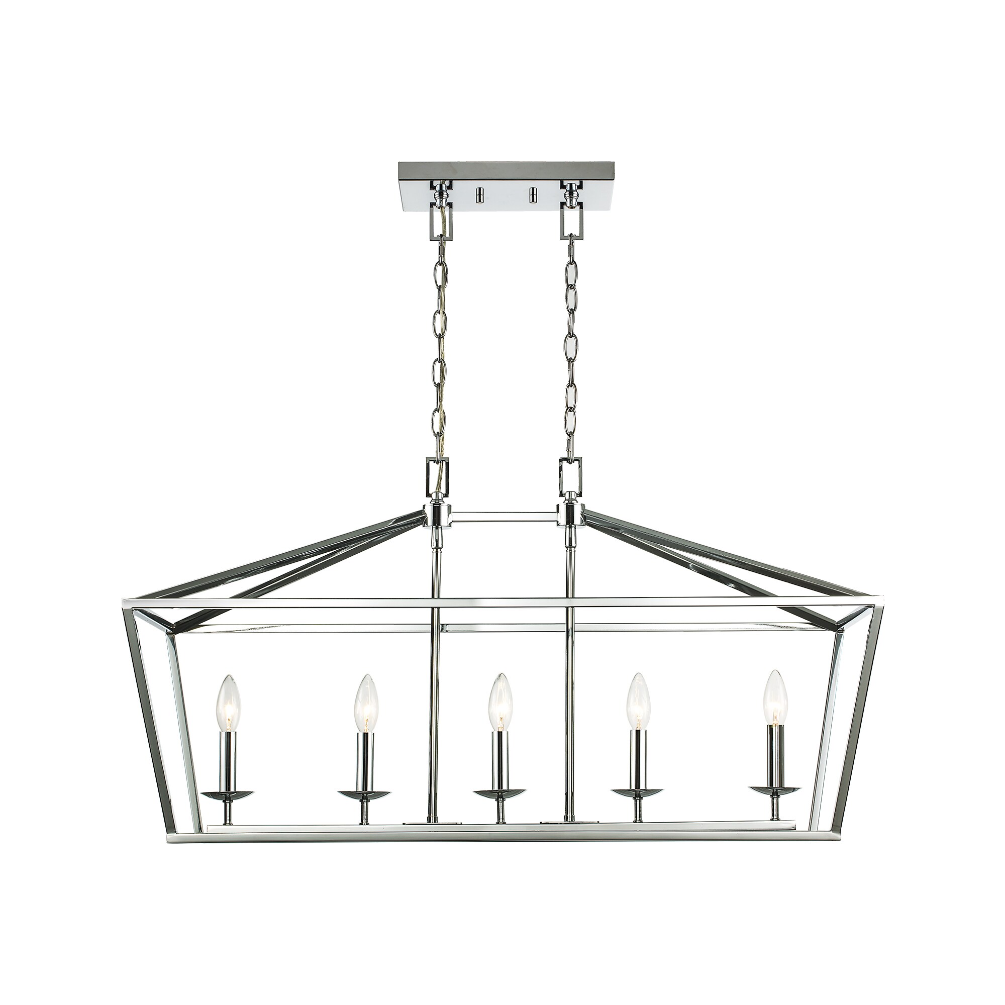 Trans Globe 10263 PC Lacey 5 -Light Polished Chrome Rustic Linear Large Hanging Kitchen island light