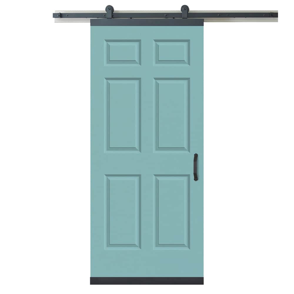 RELIABILT LO1344943 36-in x 80-in Sea Mist Molded composite Hollow core Single Barn Door (Hardware Included)