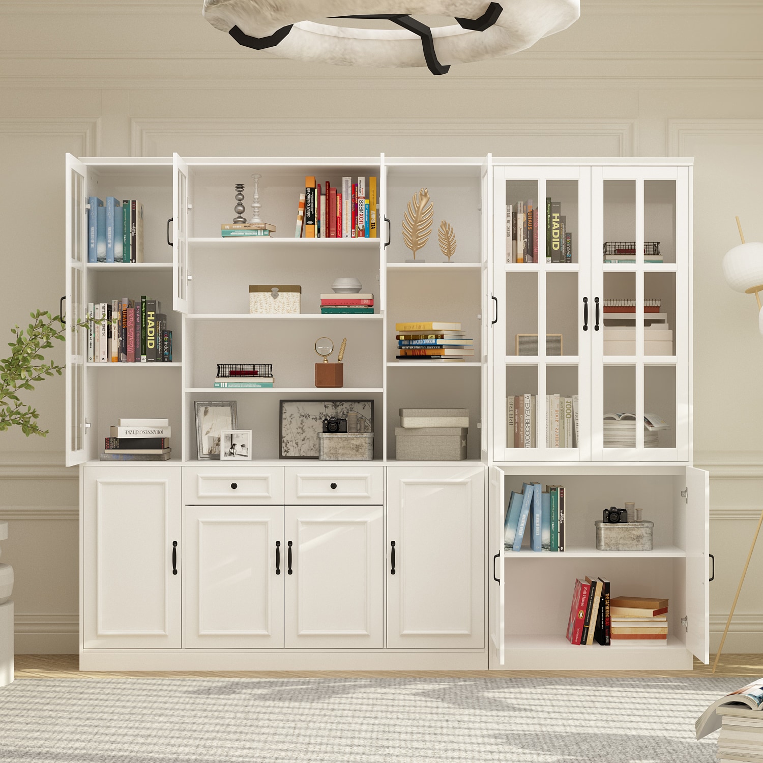 FUFU&GAGA 78.7-in W x 78.7-in H Mdf White Freestanding Utility Storage Cabinet