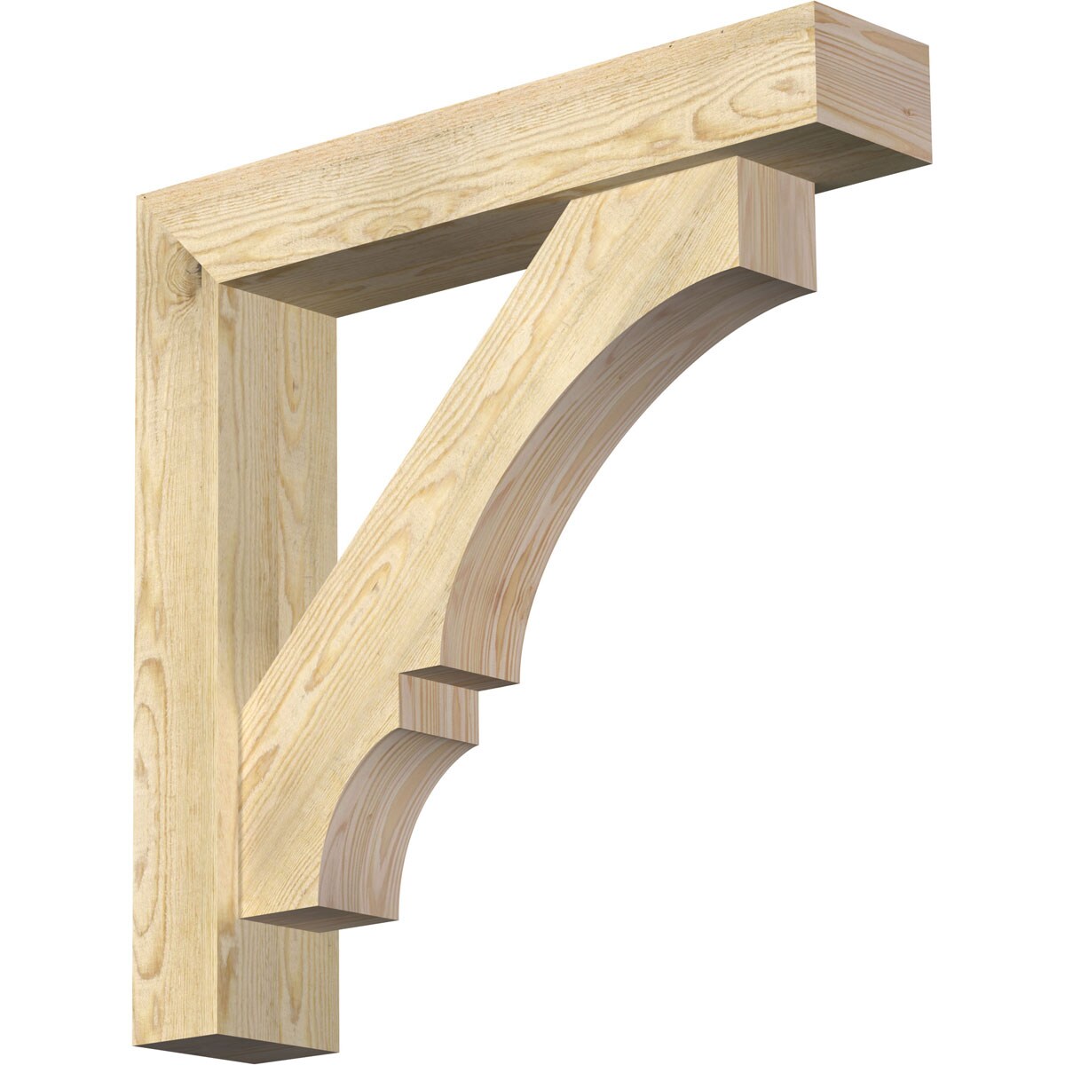 Ekena Millwork 1462055 Balboa block rough sawn bracket with offset brace 6-in x 30-in x 30-in Douglas fir Brown Wood Standard bracket