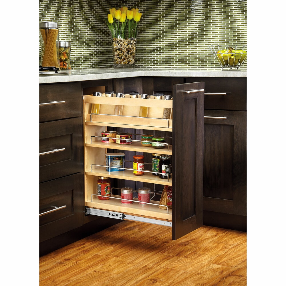 Rev-A-Shelf 8 inch Pull Out Kitchen Cabinet Organizer Soft-Close, 448-BCBBSC-8C