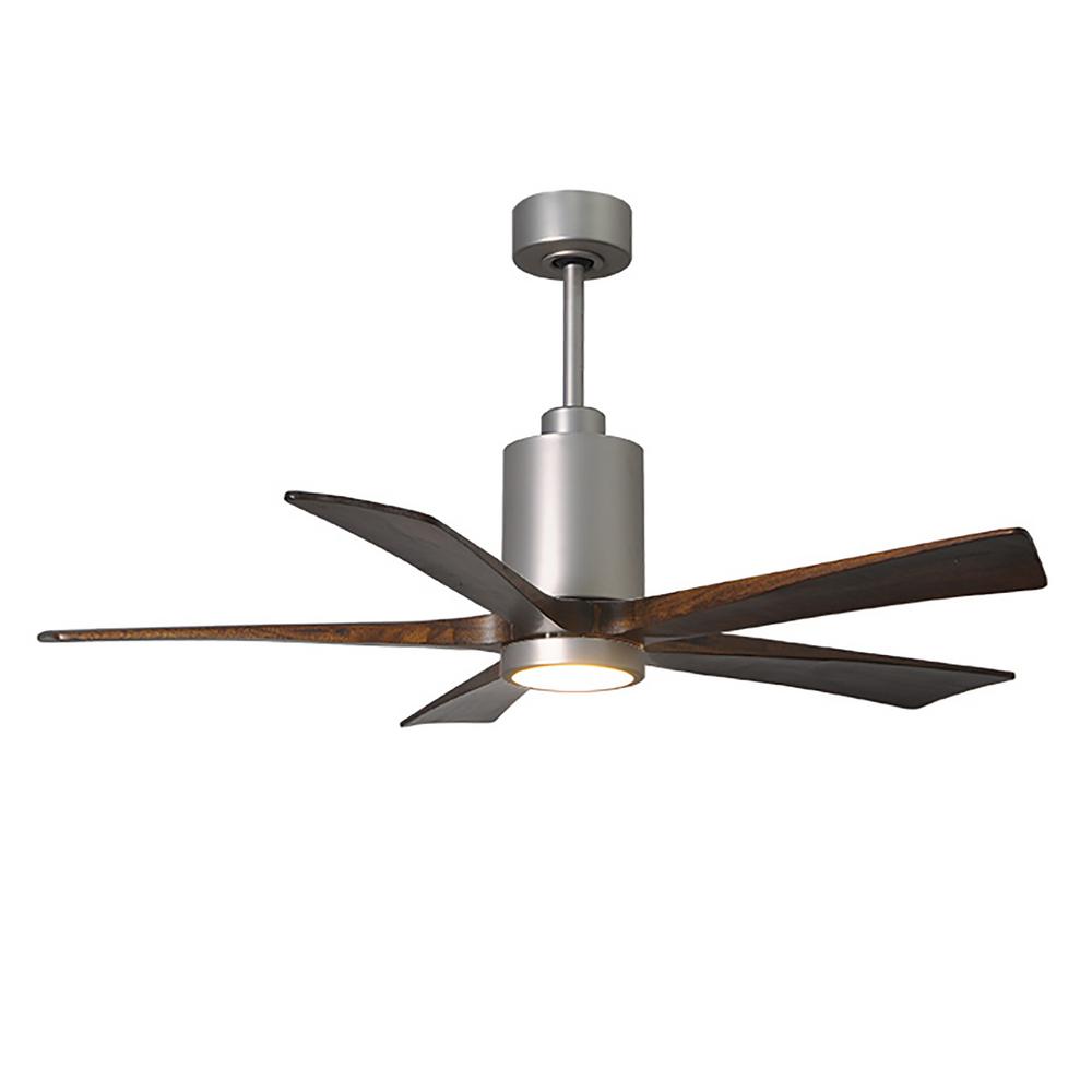 Matthews Fan Company PA5-BN-WA-52 Patricia-5 52-in Color-Changing Integrated LED Outdoor Brushed Nickel with Walnut Tone Blades Ceiling Fan With Light - Remote Included ( 5 -Blade )
