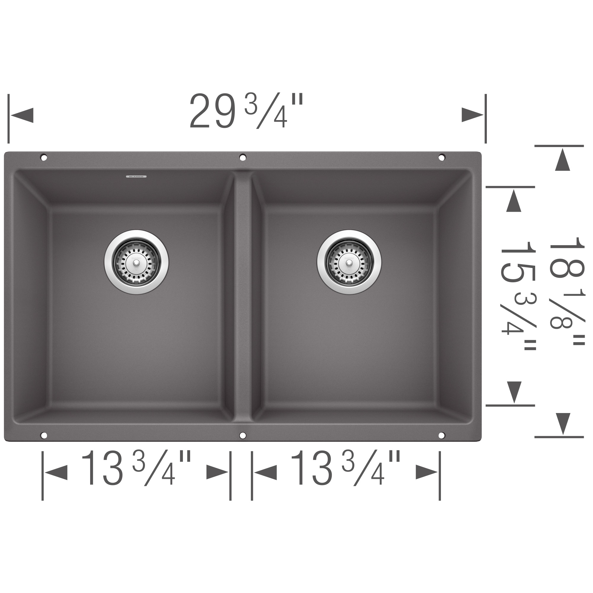 Cinder Gray Granite Double Bowl Undermount Kitchen Sink