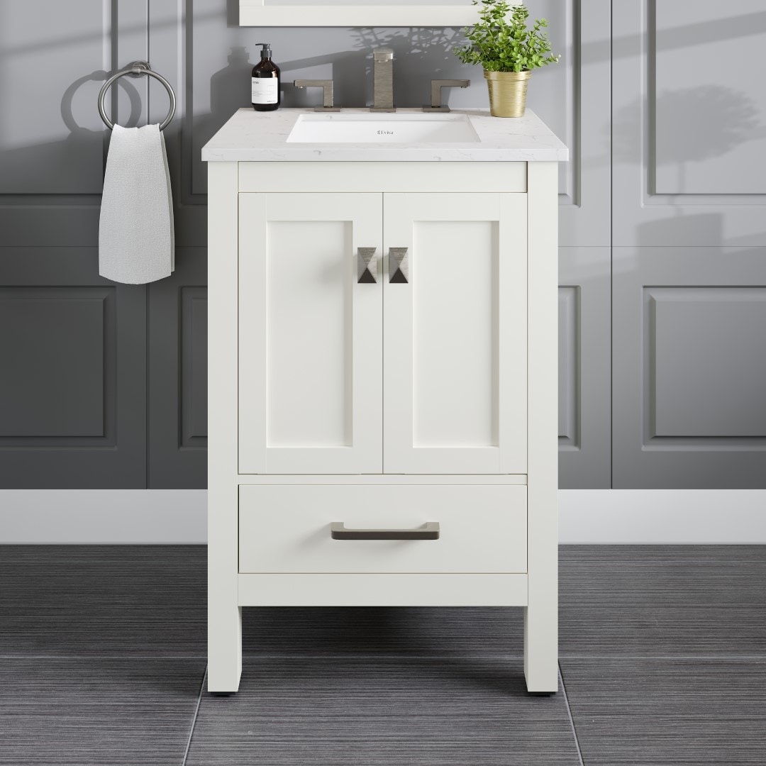 Eviva Aberdeen 24-in White Undermount Single Sink Bathroom Vanity with ...