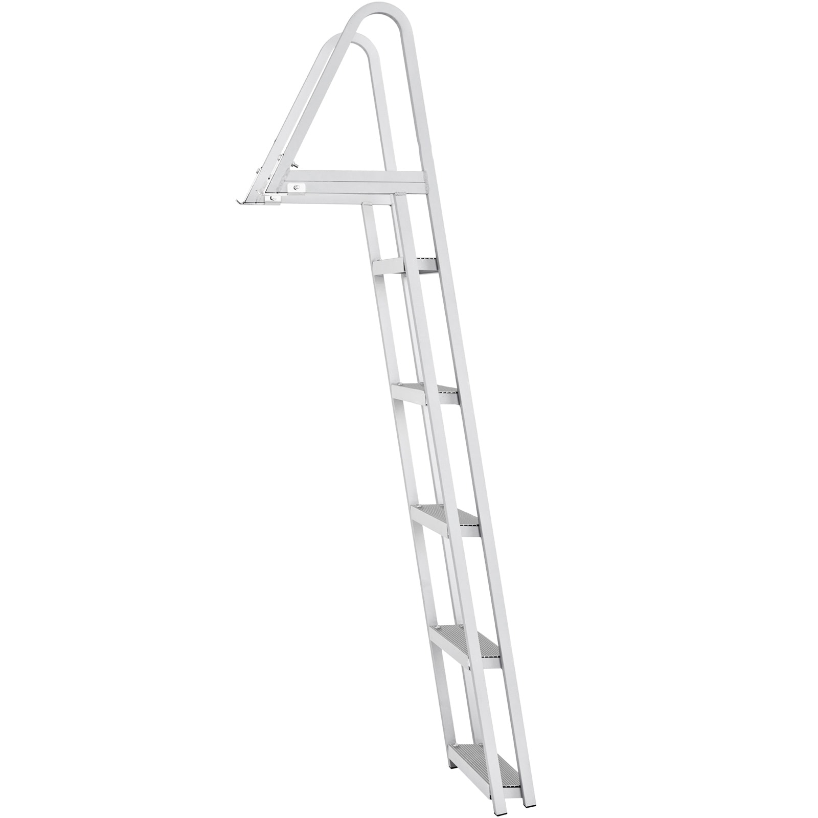GIVIMO 5-Step Removable Dock Ladder with 350-lb Capacity in 6063 Aluminum Alloy Pontoon Boat Ladder featuring 4-in Wide Nonslip Steps for Lake Pool Marine