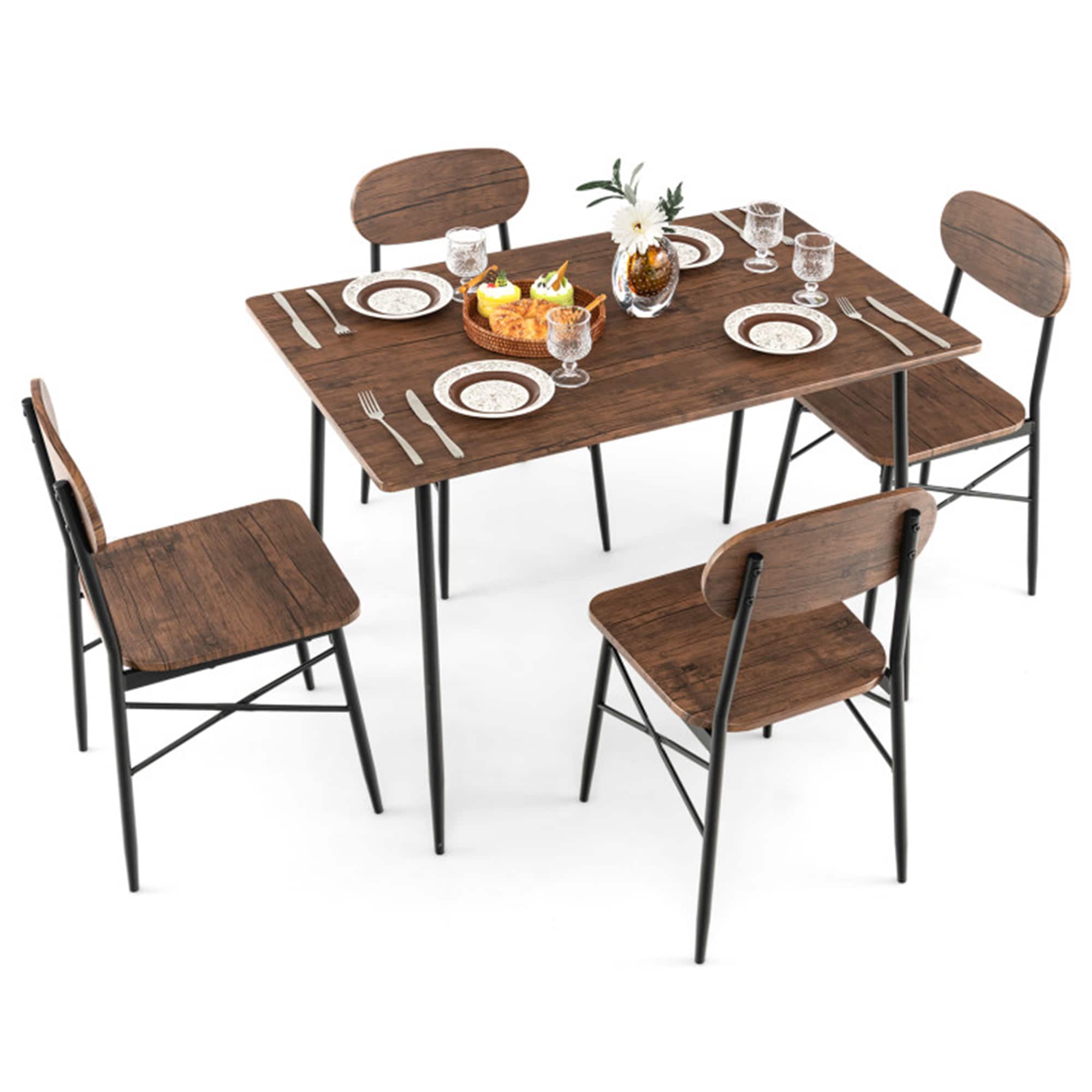 Clihome WM-MF-33AKWH Rustic Brown Contemporary/Modern Dining Room Set with Rectangular Table ( Seats 4 )
